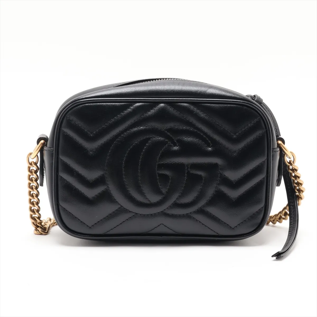 GG Marmont 448065 Leather Chain Shoulder Bag, Blue — view 2