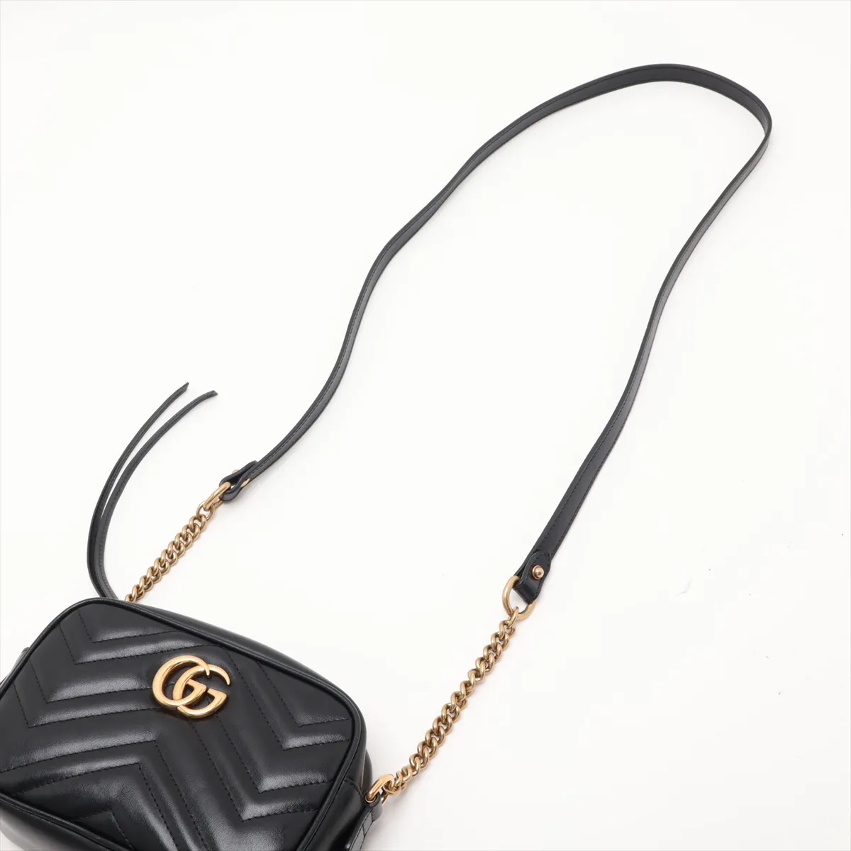 GG Marmont 448065 Leather Chain Shoulder Bag, Blue — view 5