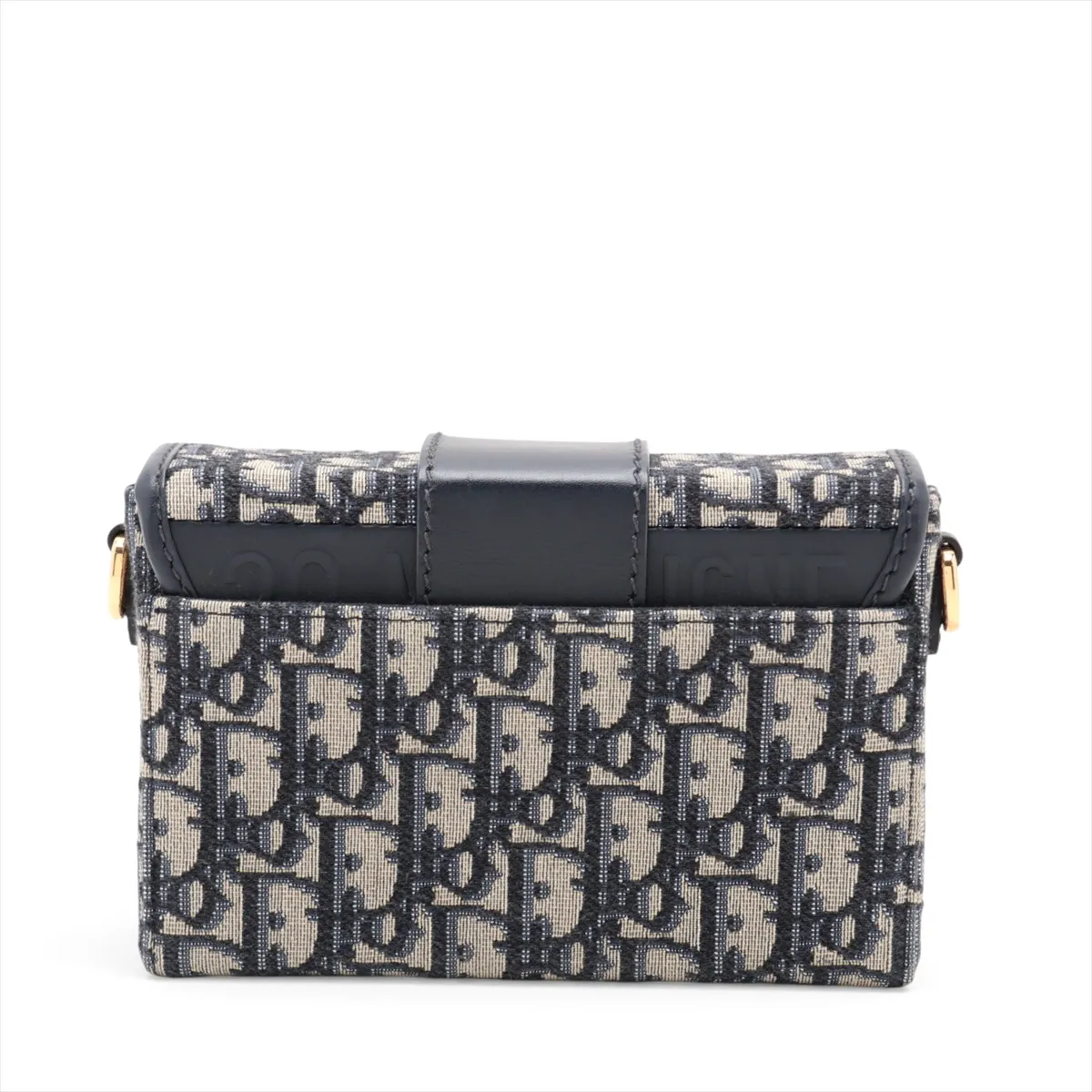 Oblique Montaigne 30 Canvas x Leather Shoulder Bag, Navy — view 2