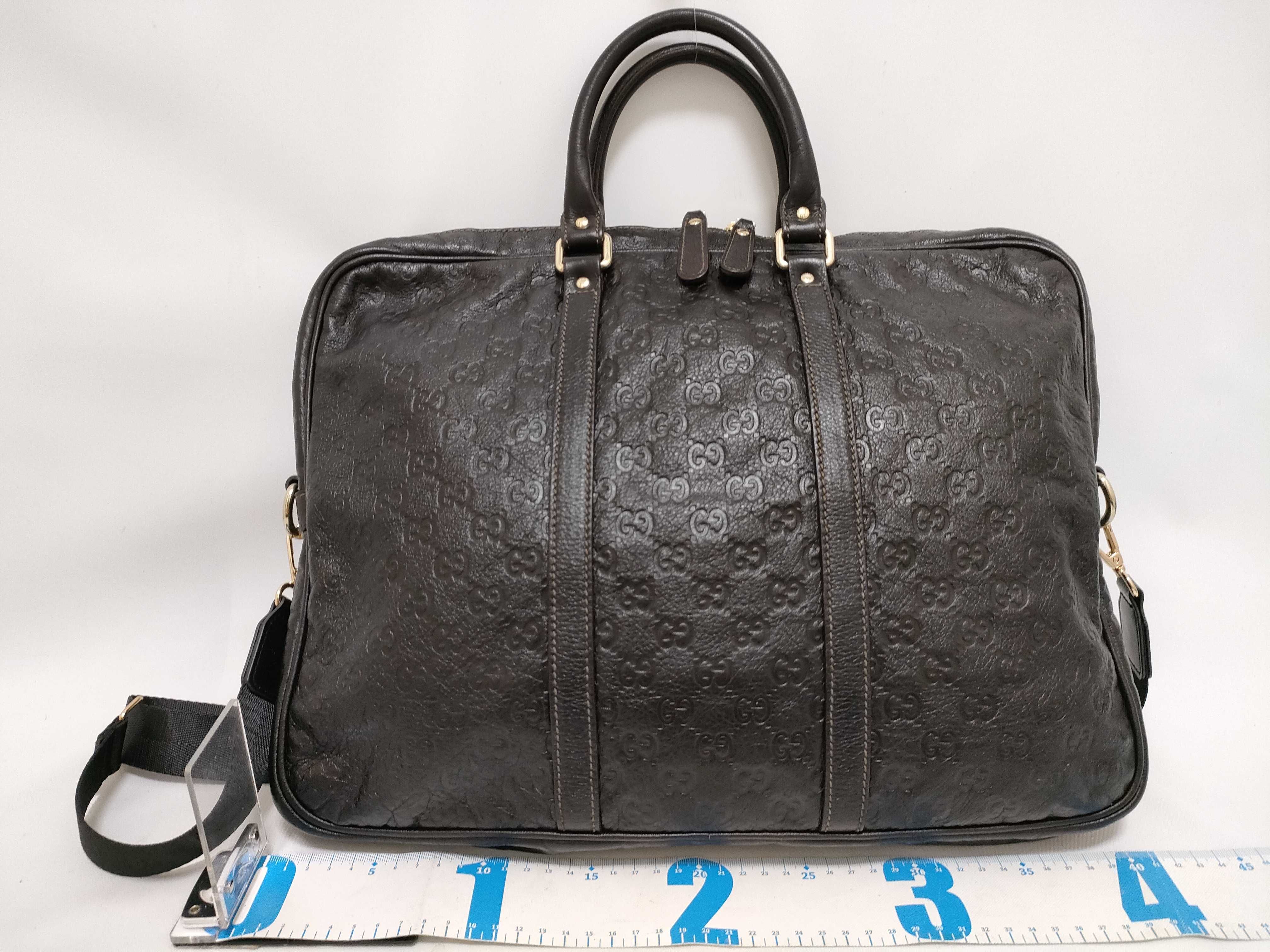 GG Guccissima Leather Business Bag Shoulder Bag with Serial Number, Key, and Padlock — view 2