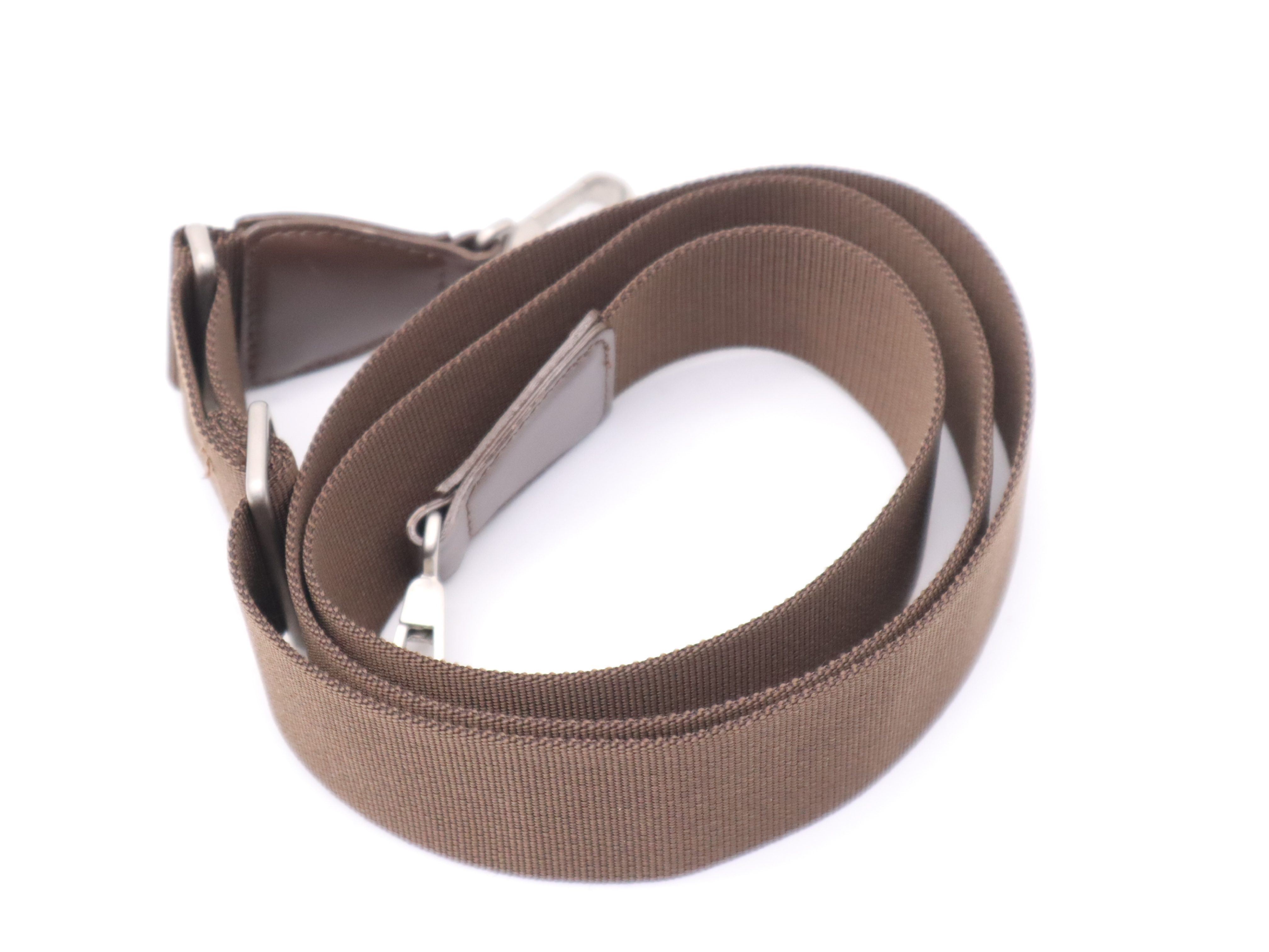 Nylon x Leather New Travel Line Handbag, Khaki, Silver Hardware, with Shoulder Strap, Card, Seal, and Box. — view 13
