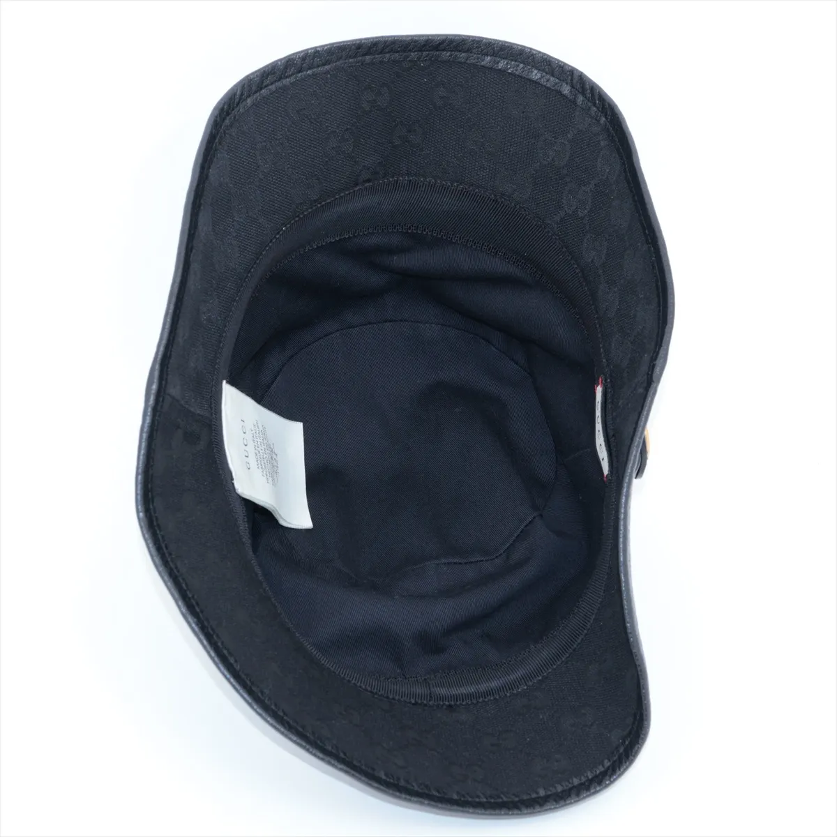 576587 GG Canvas Hat, Size M, Polyester x Cotton x Nylon, Black. Shows signs of wear, including — view 4