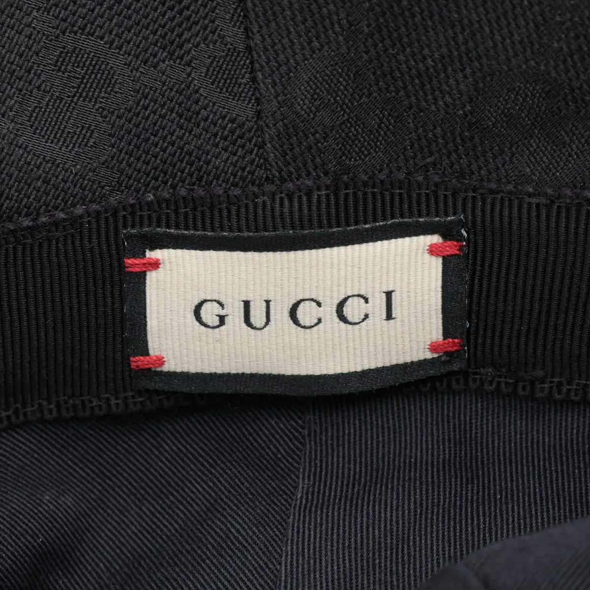 576587 GG Canvas Hat, Size M, Polyester x Cotton x Nylon, Black. Shows signs of wear, including — view 5