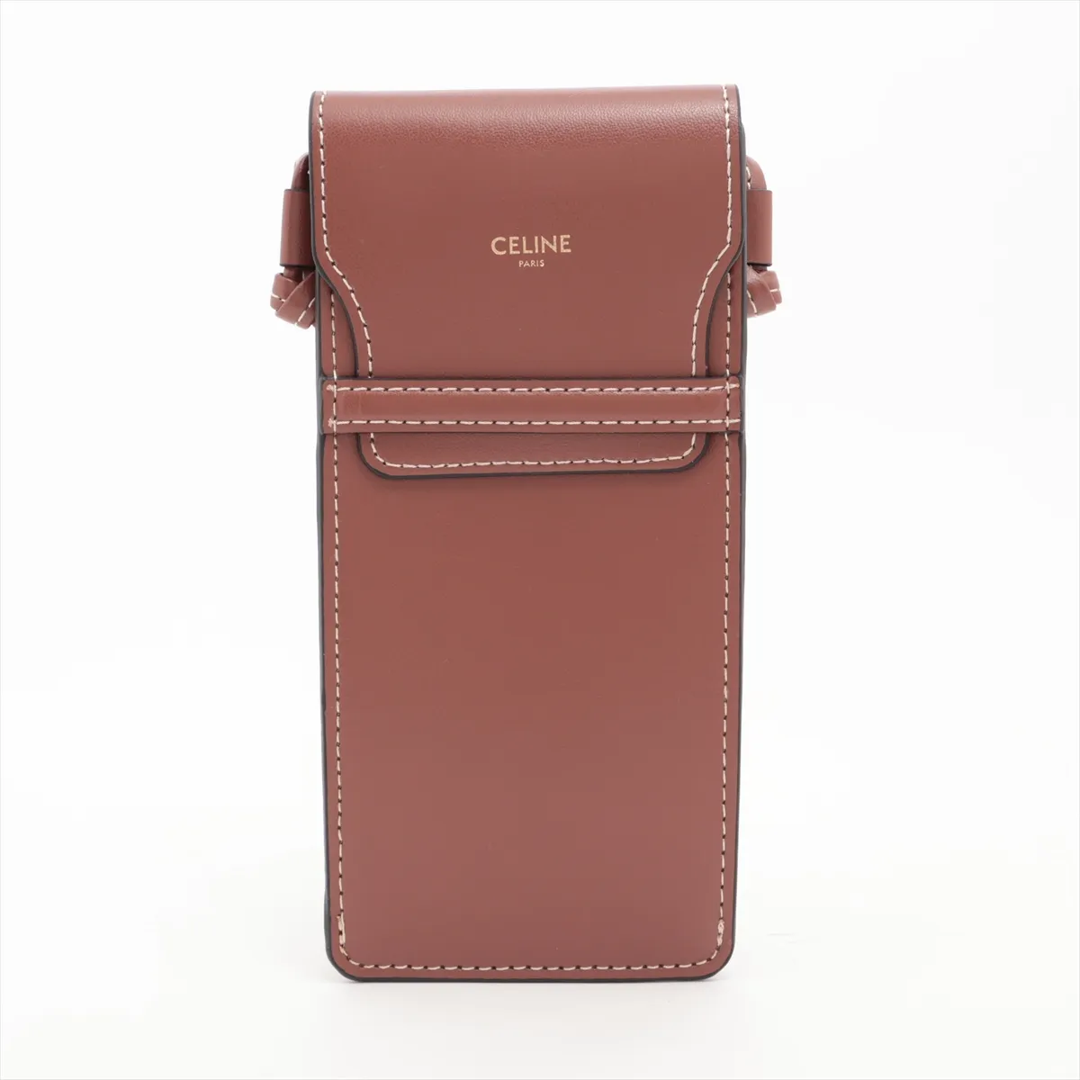 Logo Leather Pouch Brown