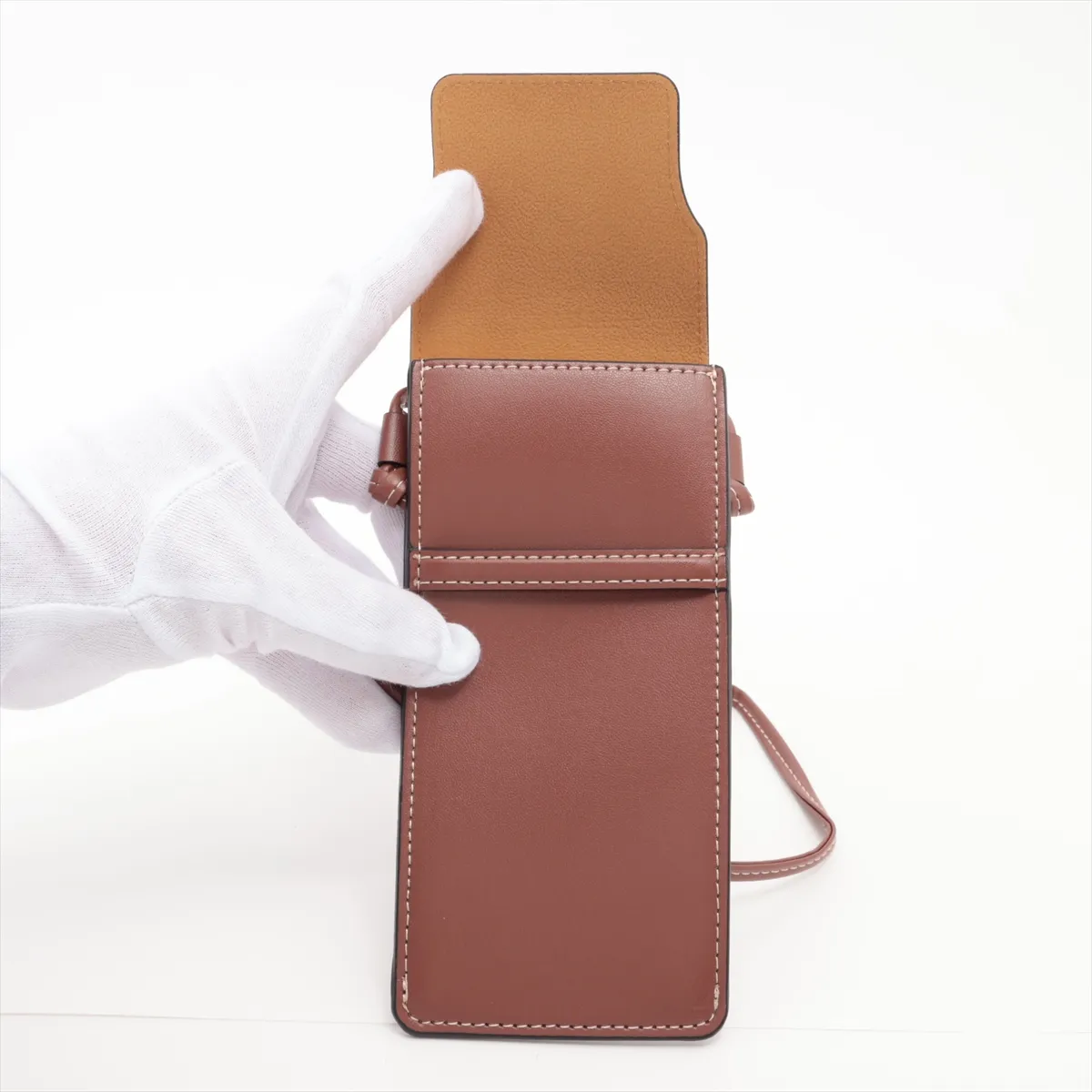 Logo Leather Pouch Brown — view 3