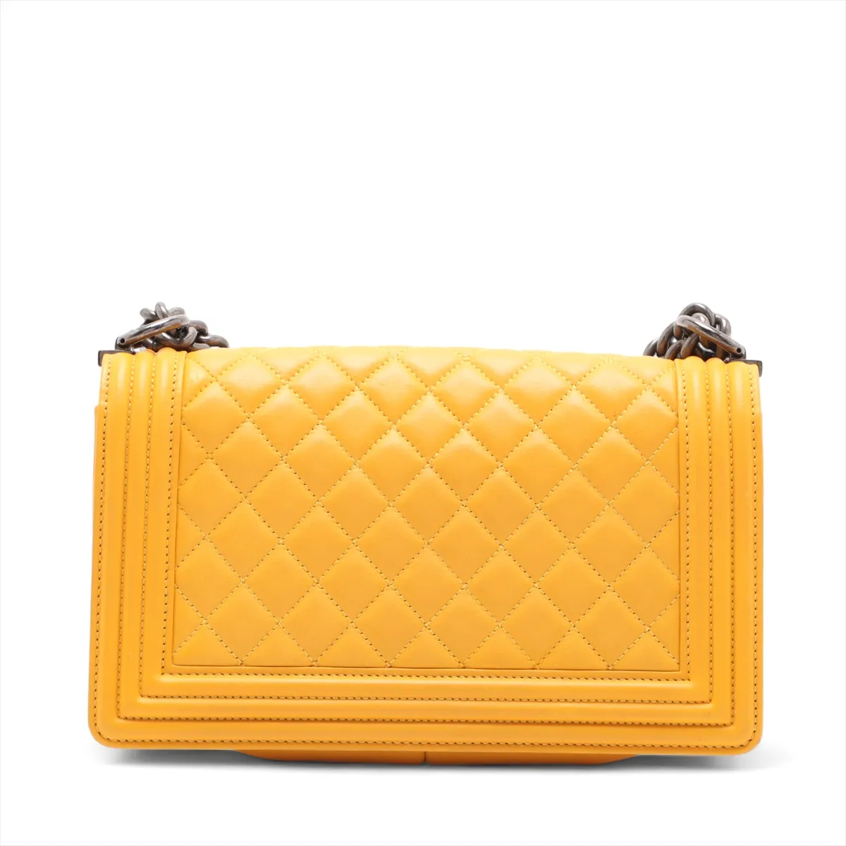 Boy Chanel 25 Lambskin Chain Shoulder Bag Yellow Gunmetal Metal Fittings 19387444 19th Series A67086 — view 2