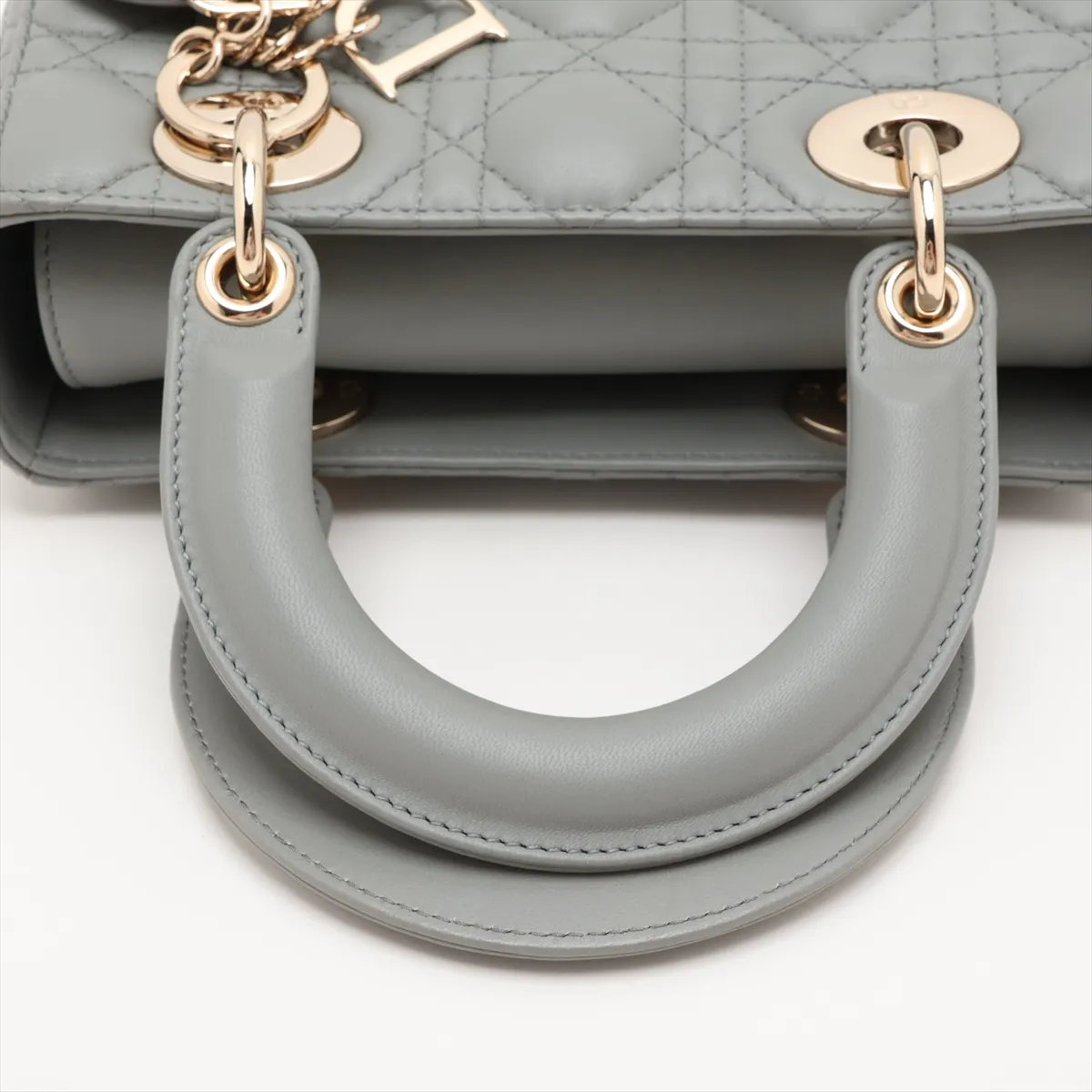 Cannage My Lady Dior Leather 2-Way Handbag, Gray — view 5