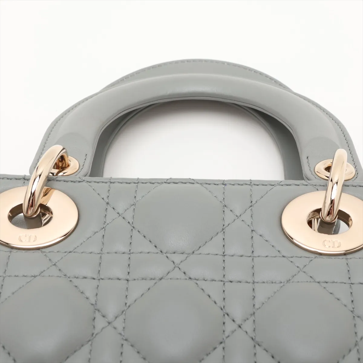Cannage My Lady Dior Leather 2-Way Handbag, Gray — view 6