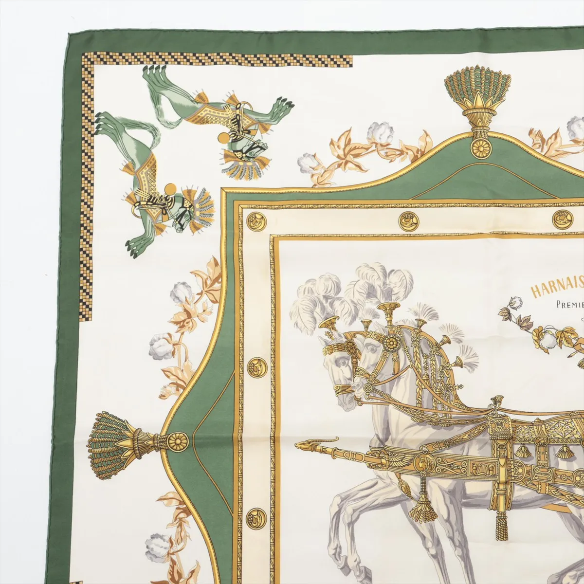 Carre 90 Harnais Francais PREMIER Harness of the First French Empire Scarf Silk Green — view 2
