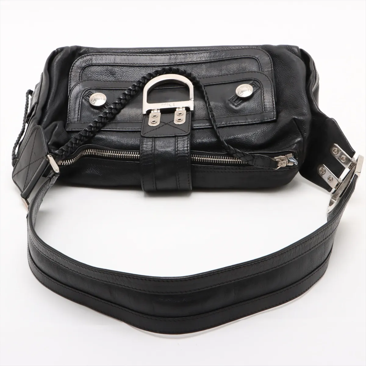 Flight Leather Shoulder Bag Black — view 5