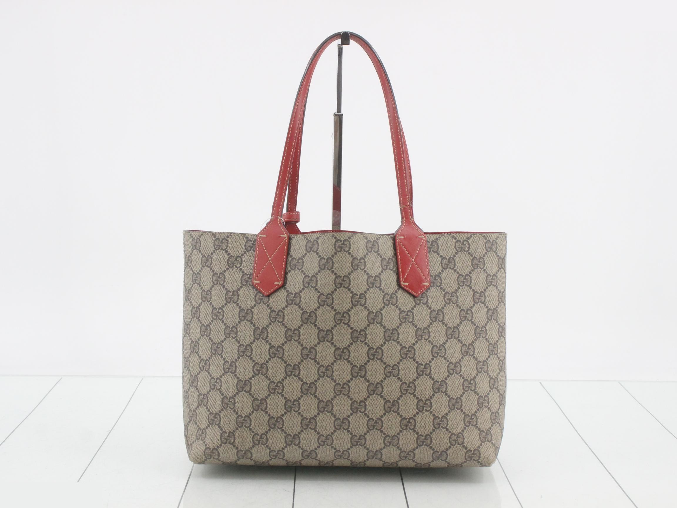 372613 Tote Bag, Reversible, GG Supreme Leather, Brown — view 2