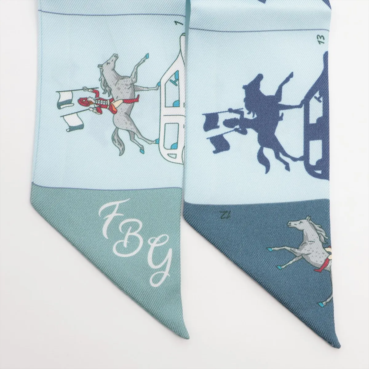 Twilly HERMES PARADE Scarf Silk Light Blue — view 2