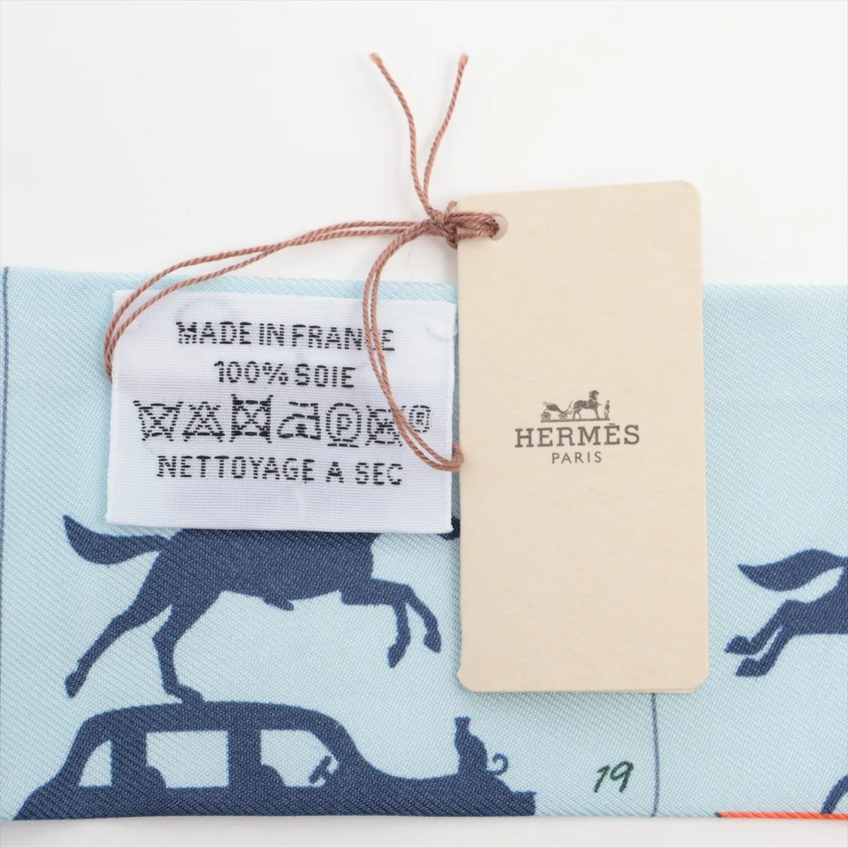 Twilly HERMES PARADE Scarf Silk Light Blue — view 3