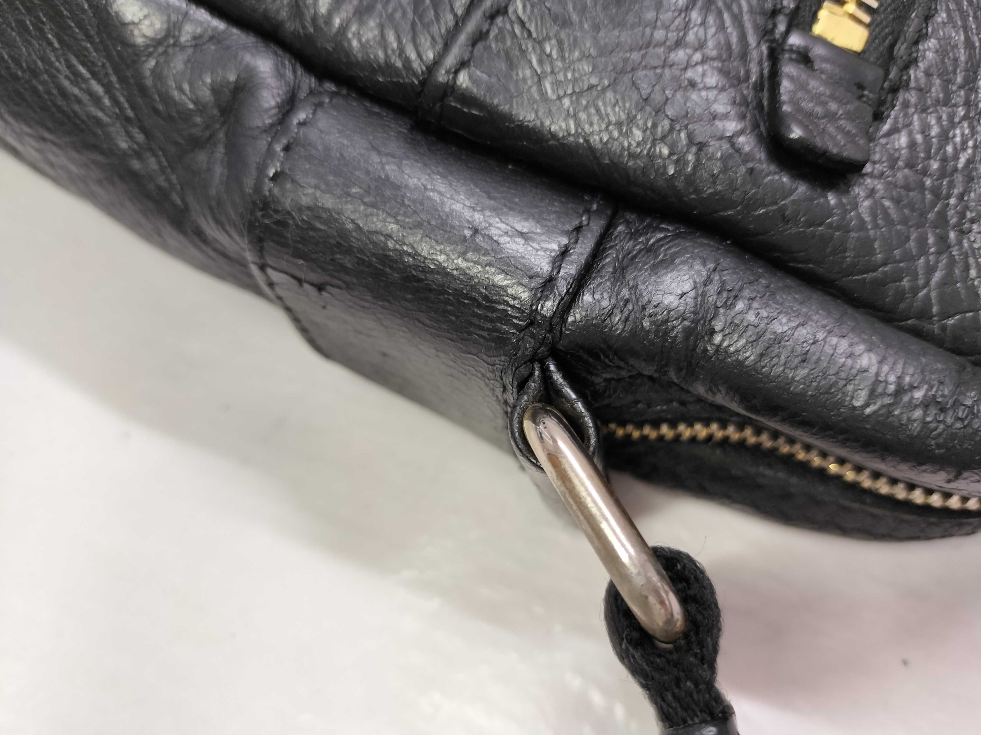 grained leather shoulder bag, black, serial number shoulder bag — view 5