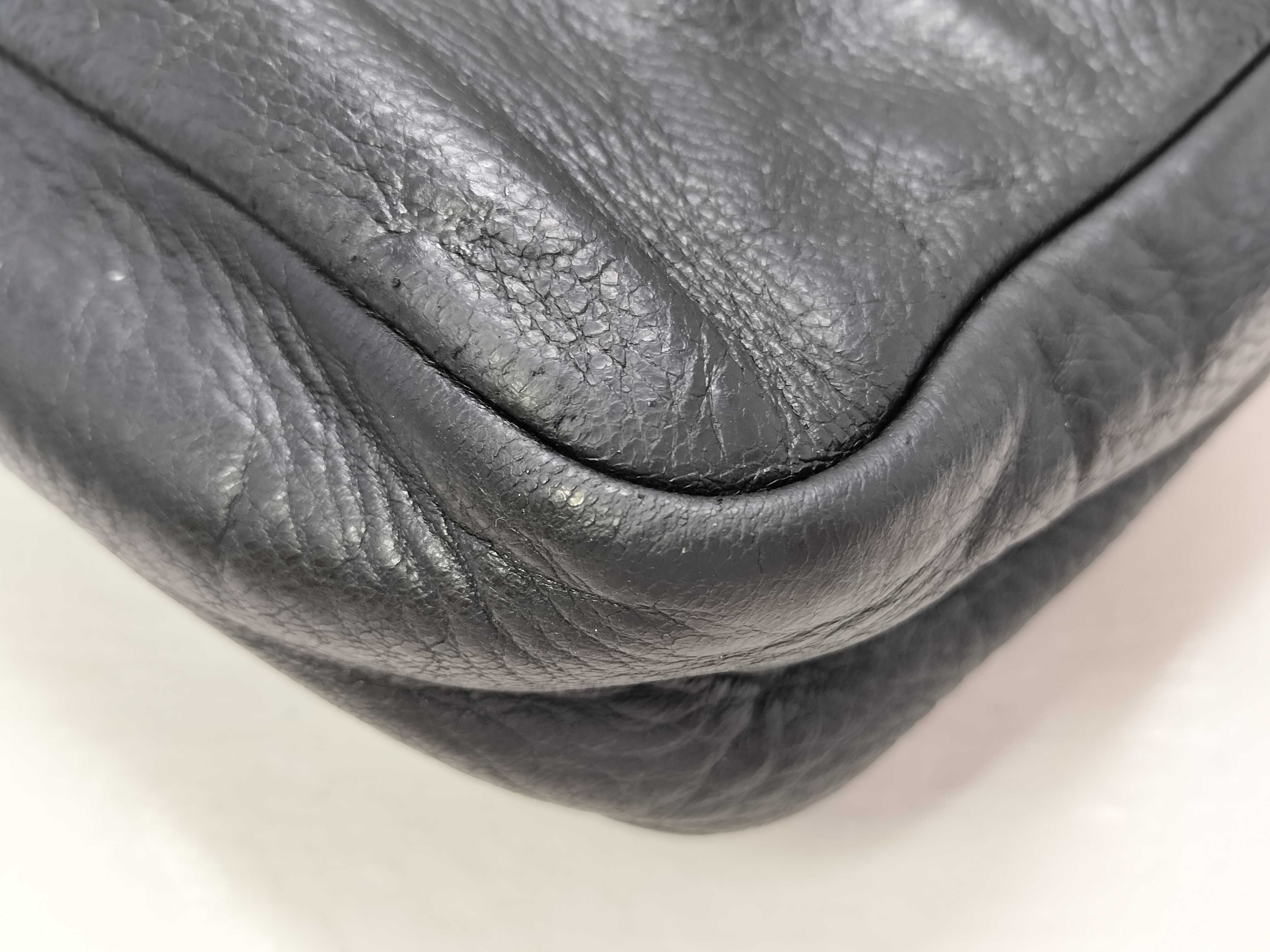 grained leather shoulder bag, black, serial number shoulder bag — view 7