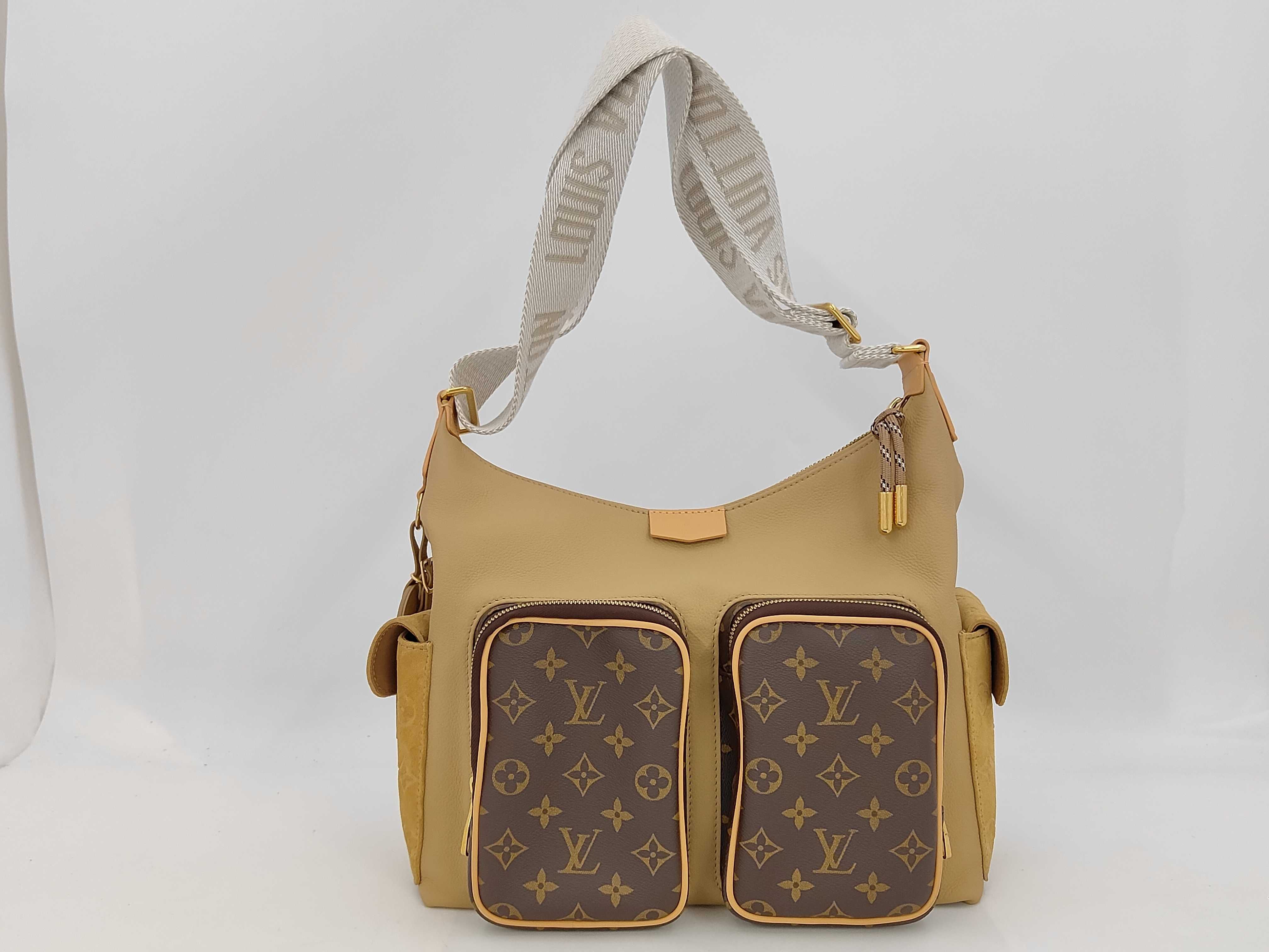 Hobo Cargo Monogram Calfskin Khaki M12697 RFID Shoulder Bag