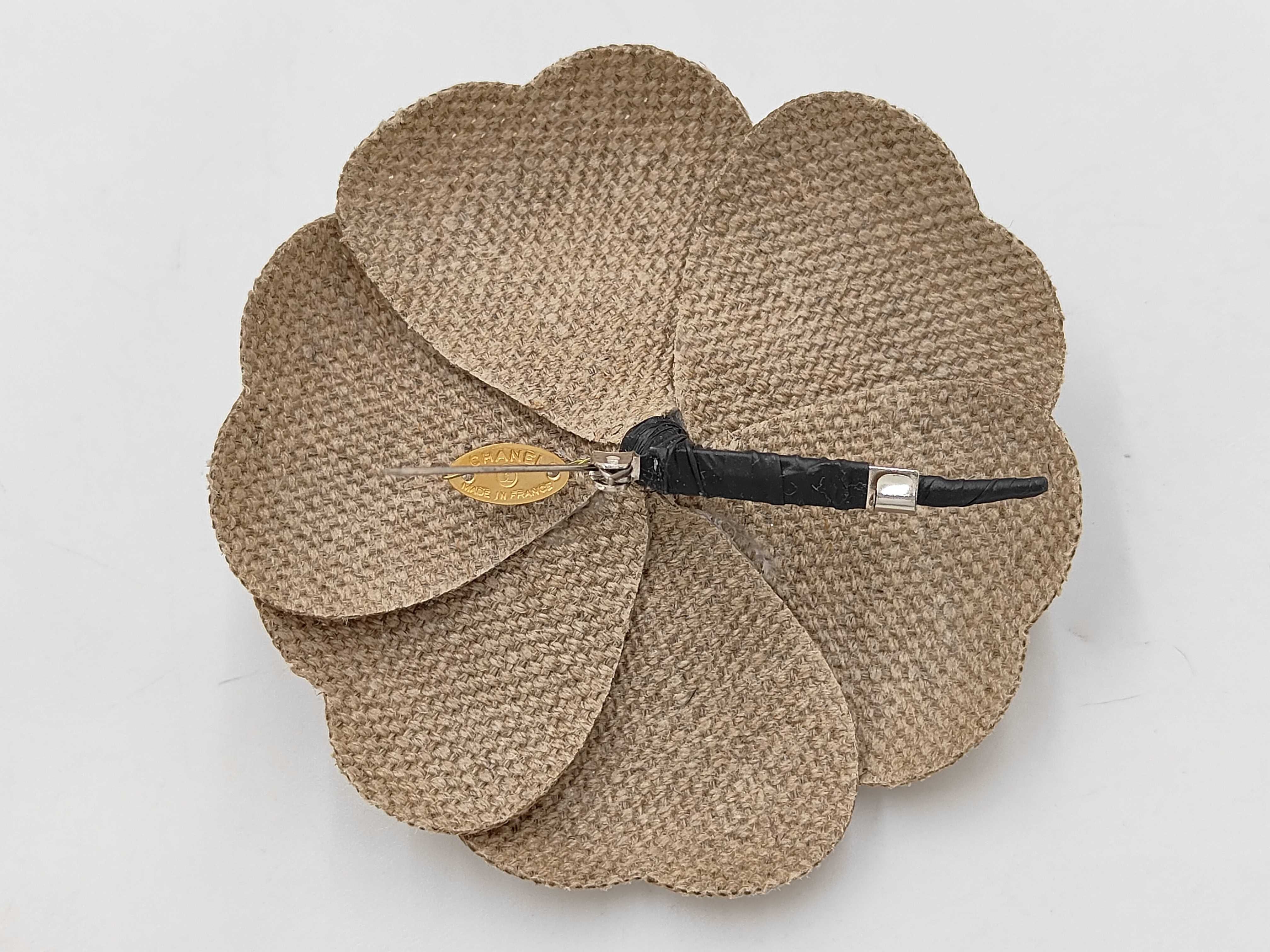 Camellia Brooch, Linen, Beige Brooch — view 3