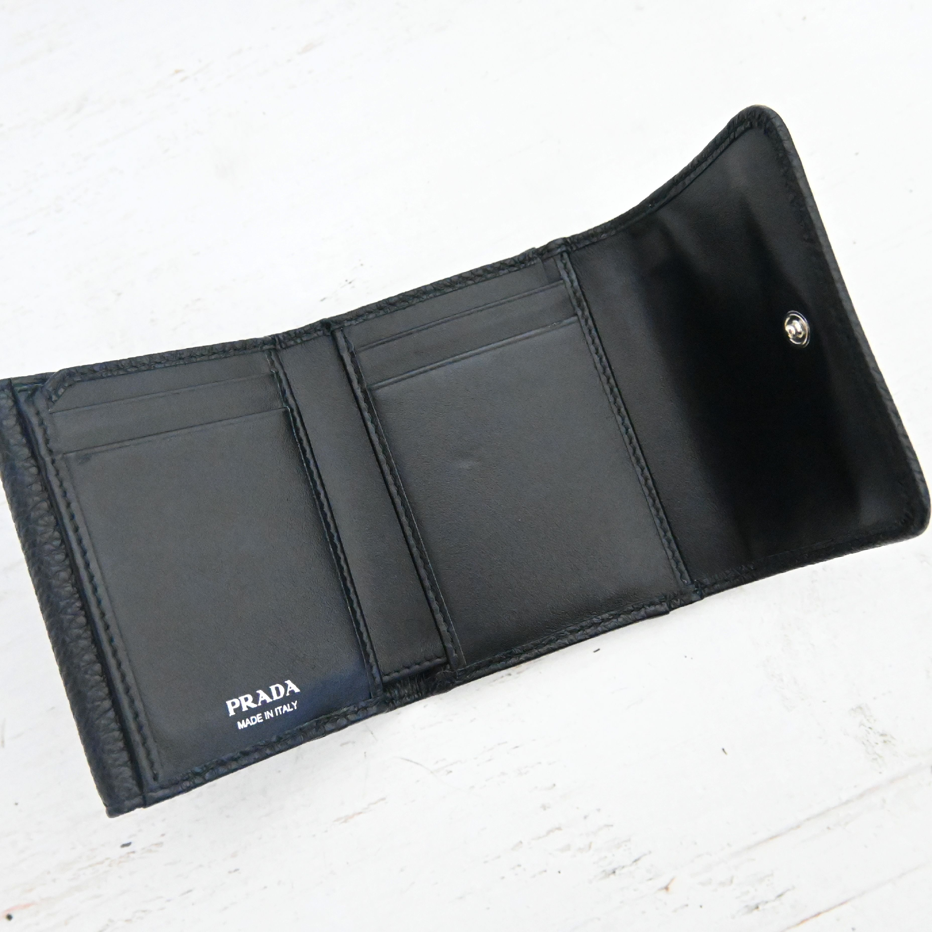 Saffiano Leather Mini Wallet 1MH043 Vitello Daino Black — view 7