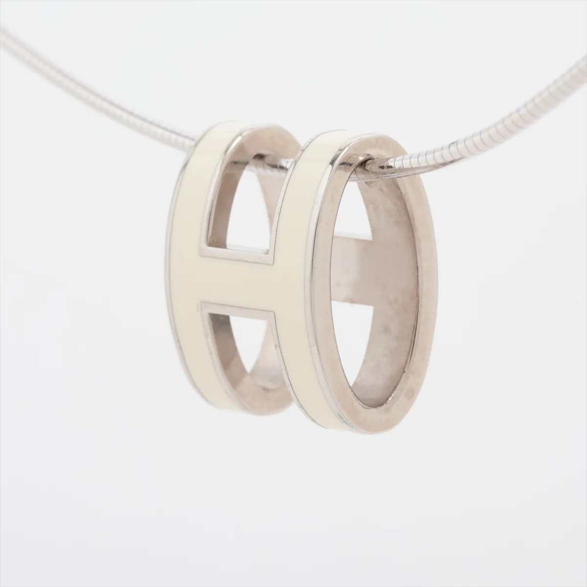 Pop H Necklace GP x 925 Total weight 6.2g Silver x White — view 2