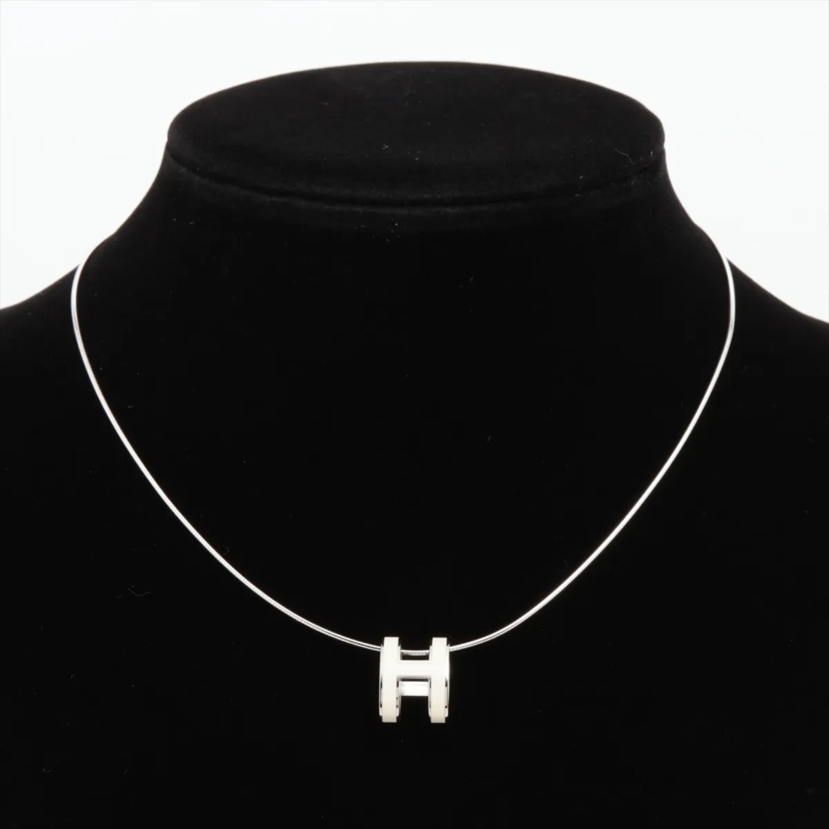 Pop H Necklace GP x 925 Total weight 6.2g Silver x White — view 5