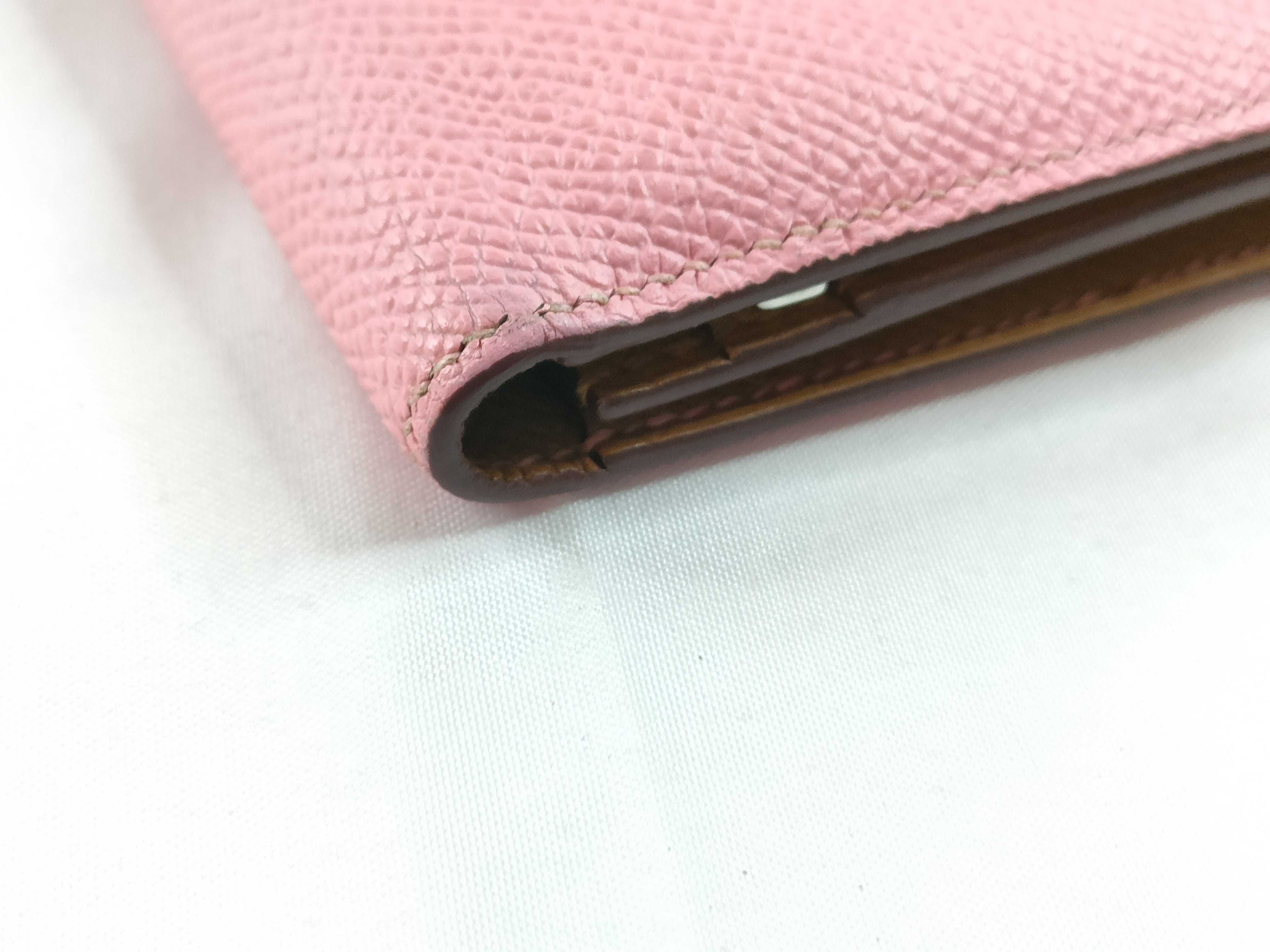 Bearn Soufflé Epsom Leather Wallet (Y stamp, Rose x Sesame, Silver Hardware) — view 3