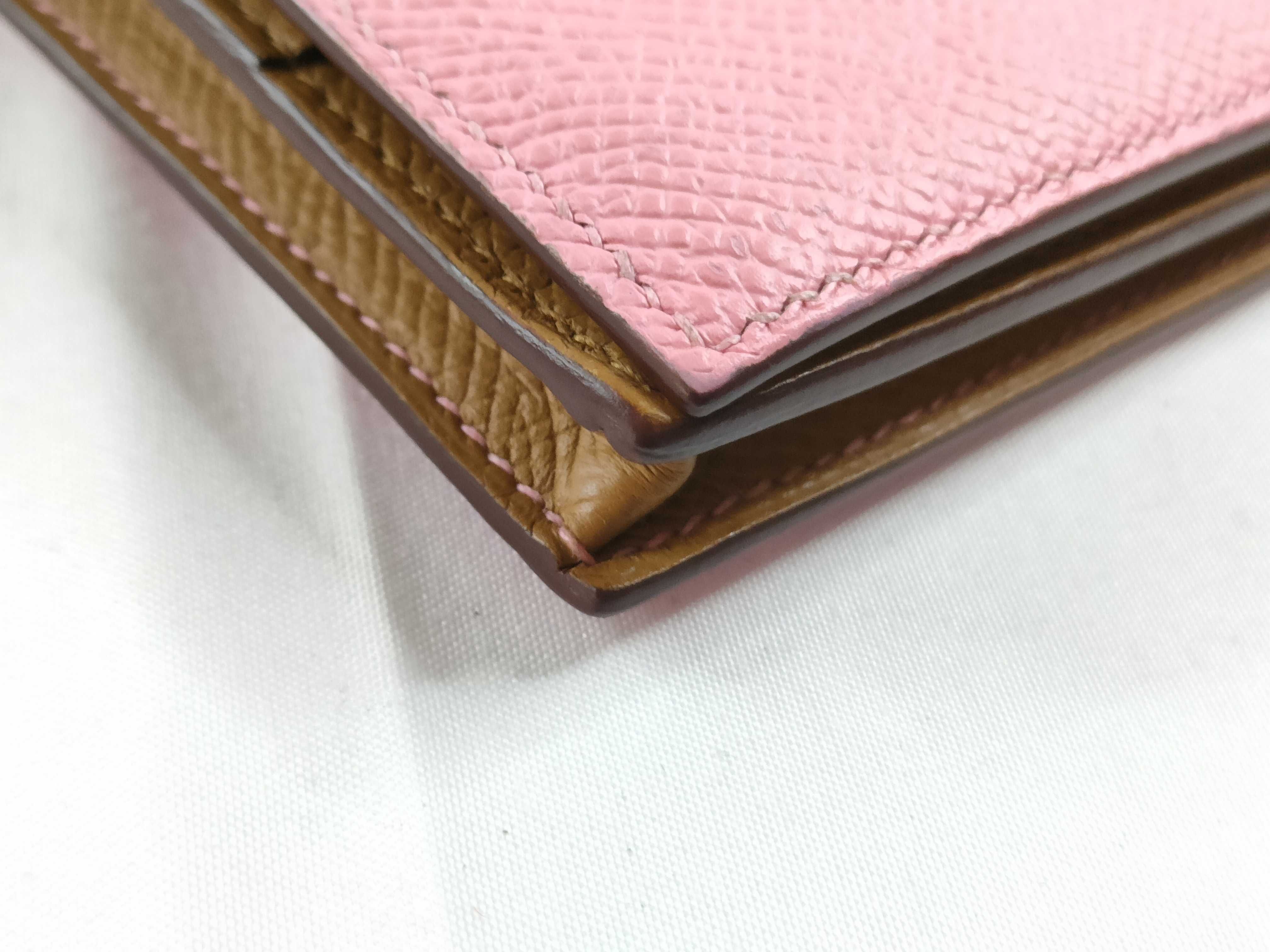 Bearn Soufflé Epsom Leather Wallet (Y stamp, Rose x Sesame, Silver Hardware) — view 4