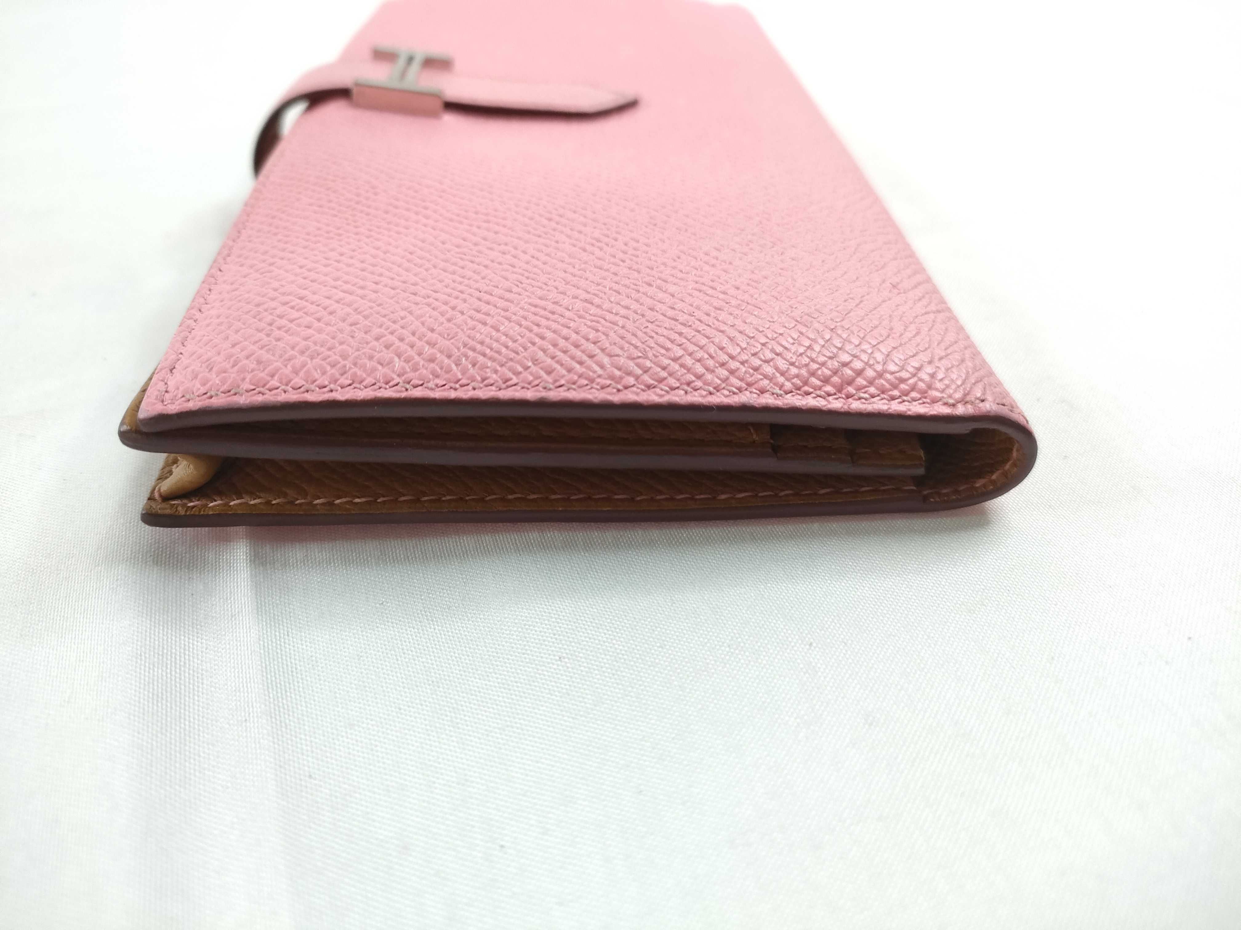 Bearn Soufflé Epsom Leather Wallet (Y stamp, Rose x Sesame, Silver Hardware) — view 5