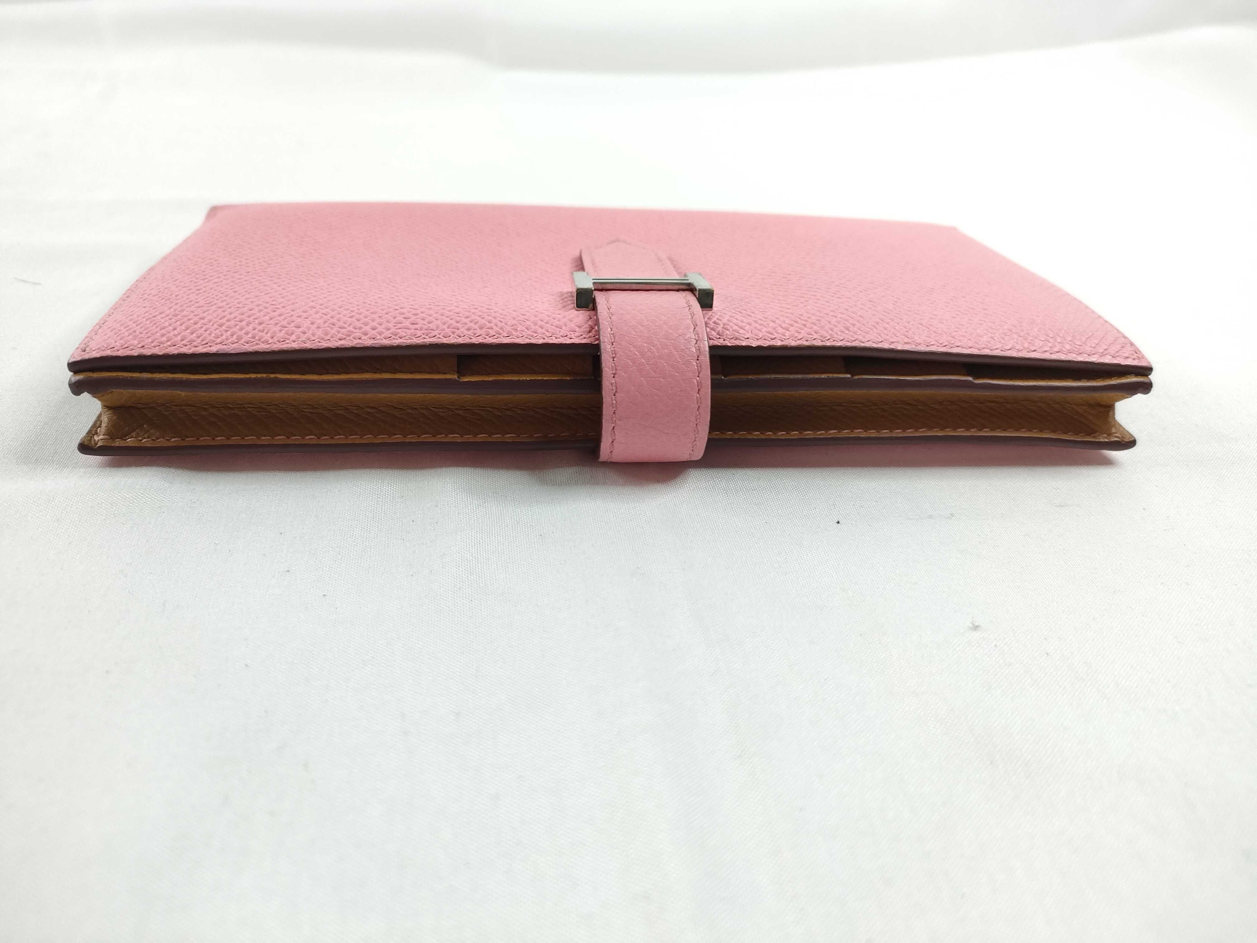 Bearn Soufflé Epsom Leather Wallet (Y stamp, Rose x Sesame, Silver Hardware) — view 6