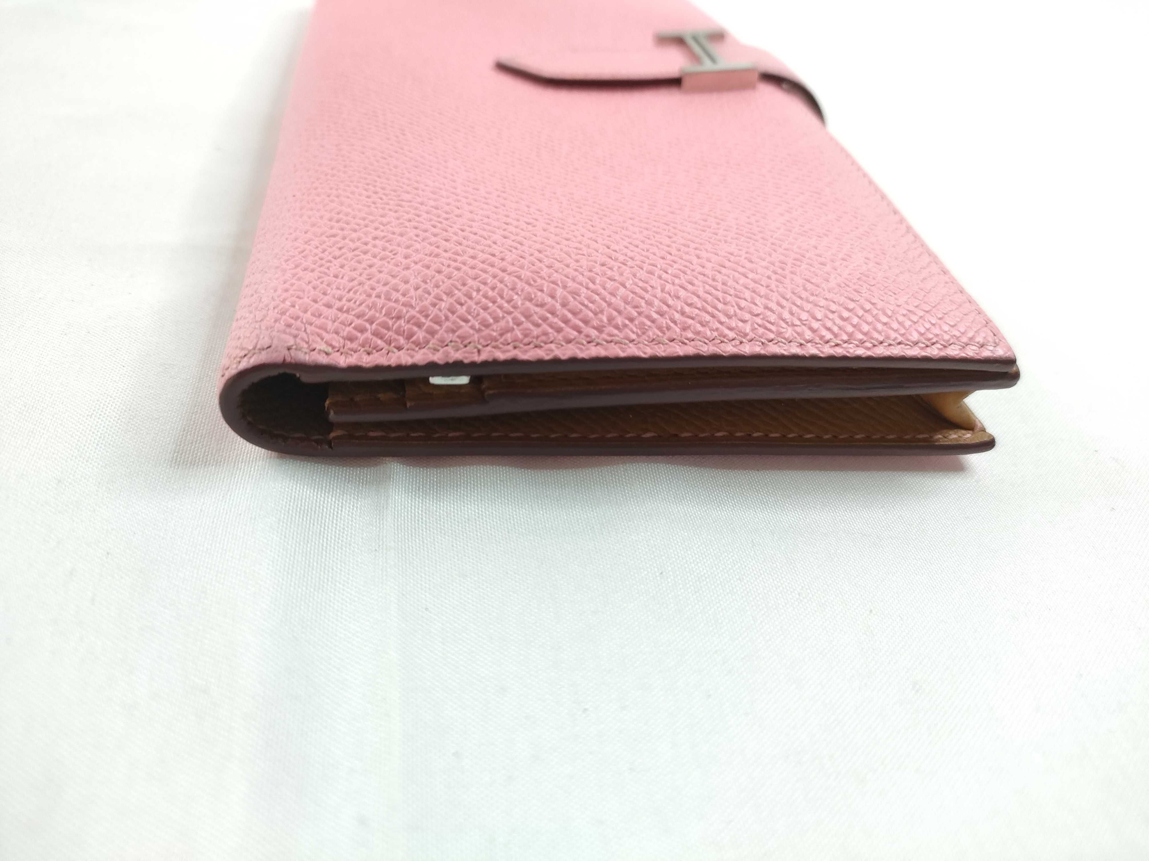 Bearn Soufflé Epsom Leather Wallet (Y stamp, Rose x Sesame, Silver Hardware) — view 7
