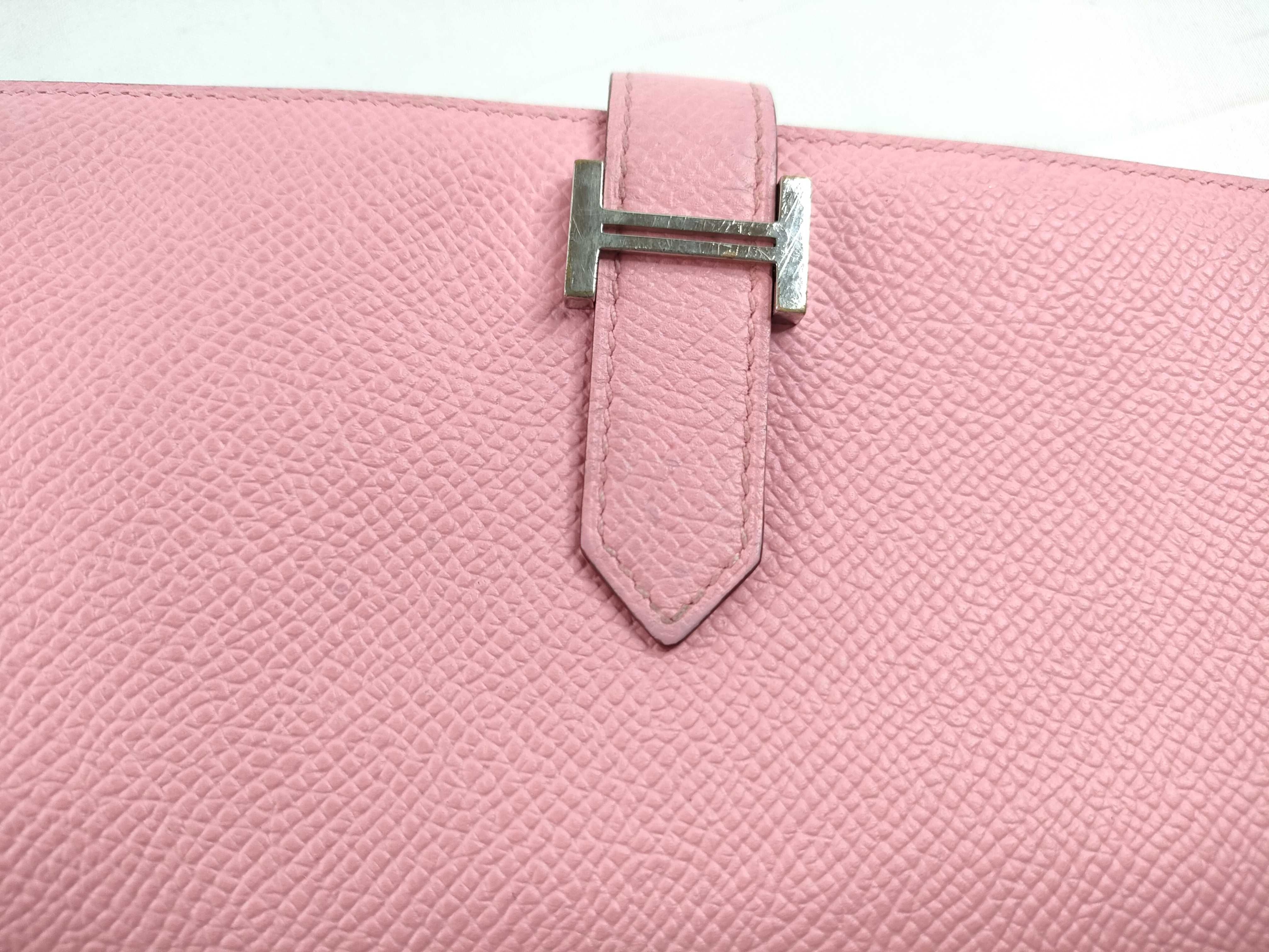 Bearn Soufflé Epsom Leather Wallet (Y stamp, Rose x Sesame, Silver Hardware) — view 8