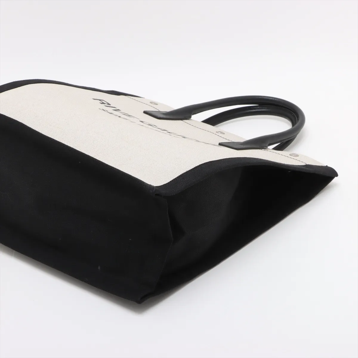 Rive Gauche Leather Tote Bag Beige x Black 632539 — view 3