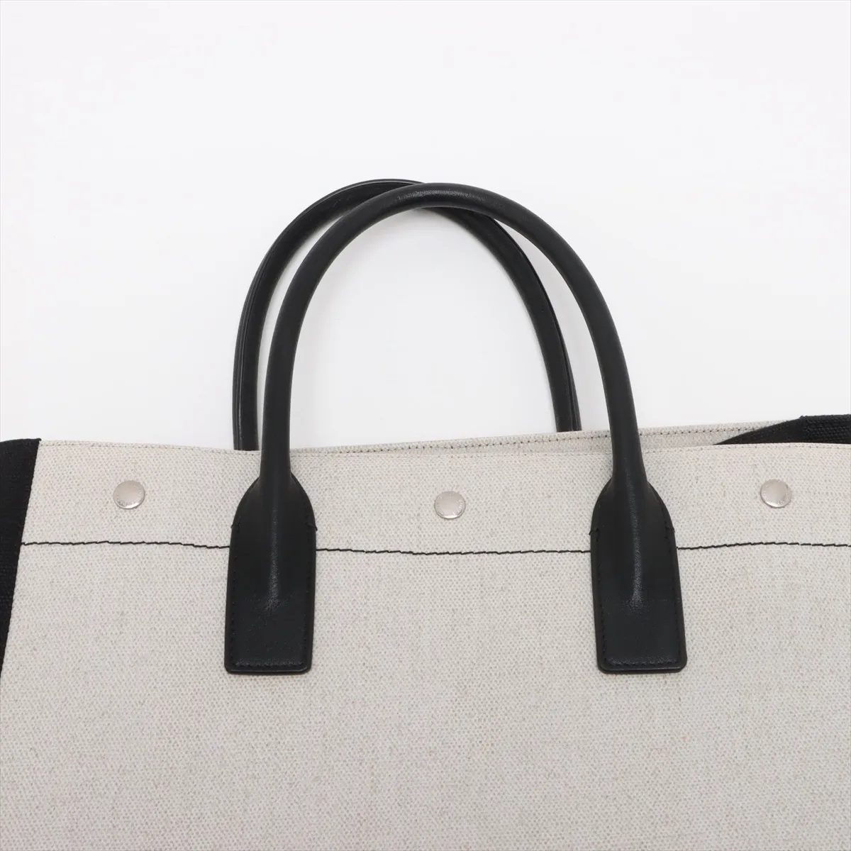 Rive Gauche Leather Tote Bag Beige x Black 632539 — view 6
