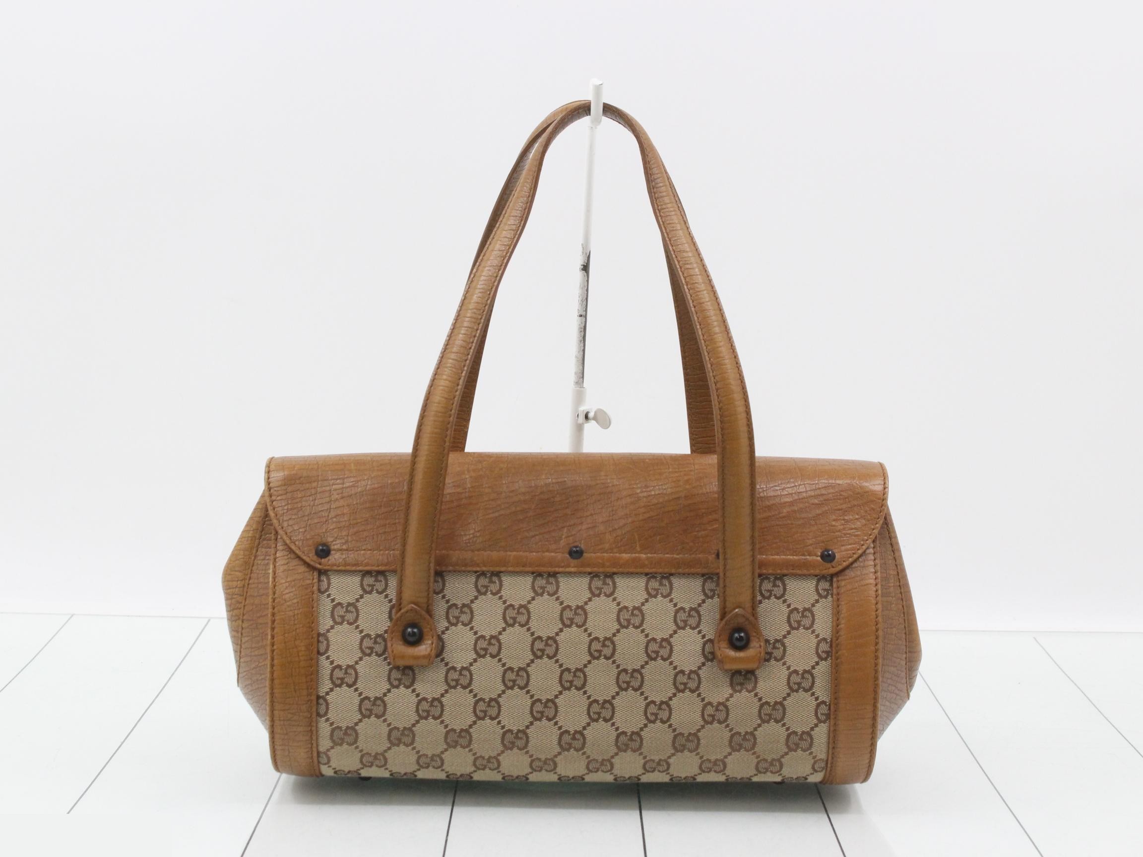 GG Canvas Bamboo Tote Bag, Brown — view 2