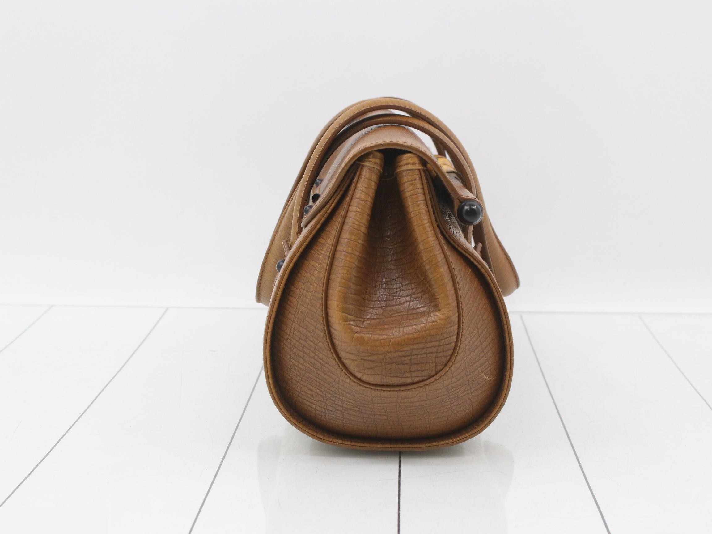 GG Canvas Bamboo Tote Bag, Brown — view 4