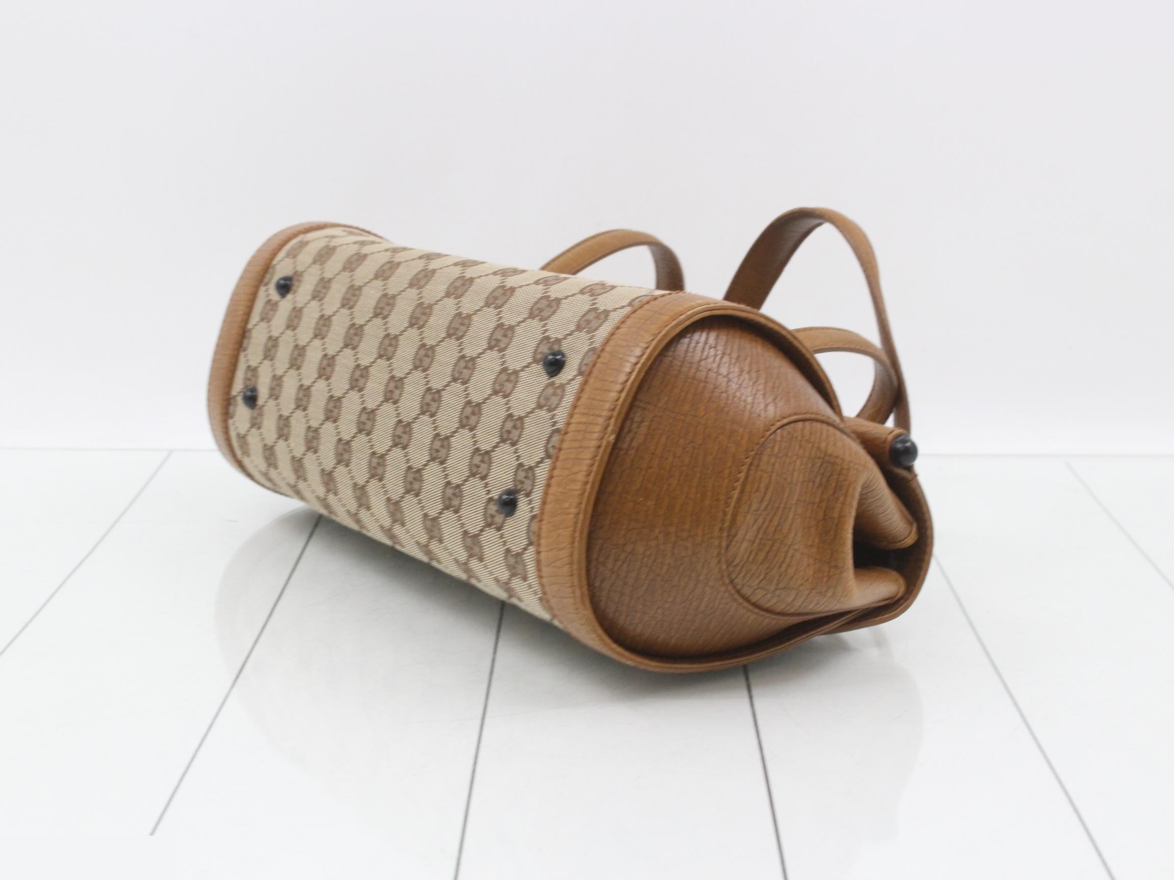 GG Canvas Bamboo Tote Bag, Brown — view 6