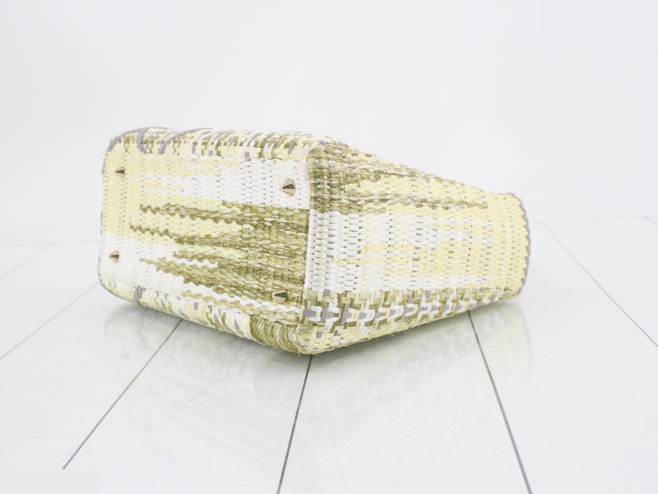 Lady Dior Raffia/Enamel 2-Way Handbag, Multicolor — view 6