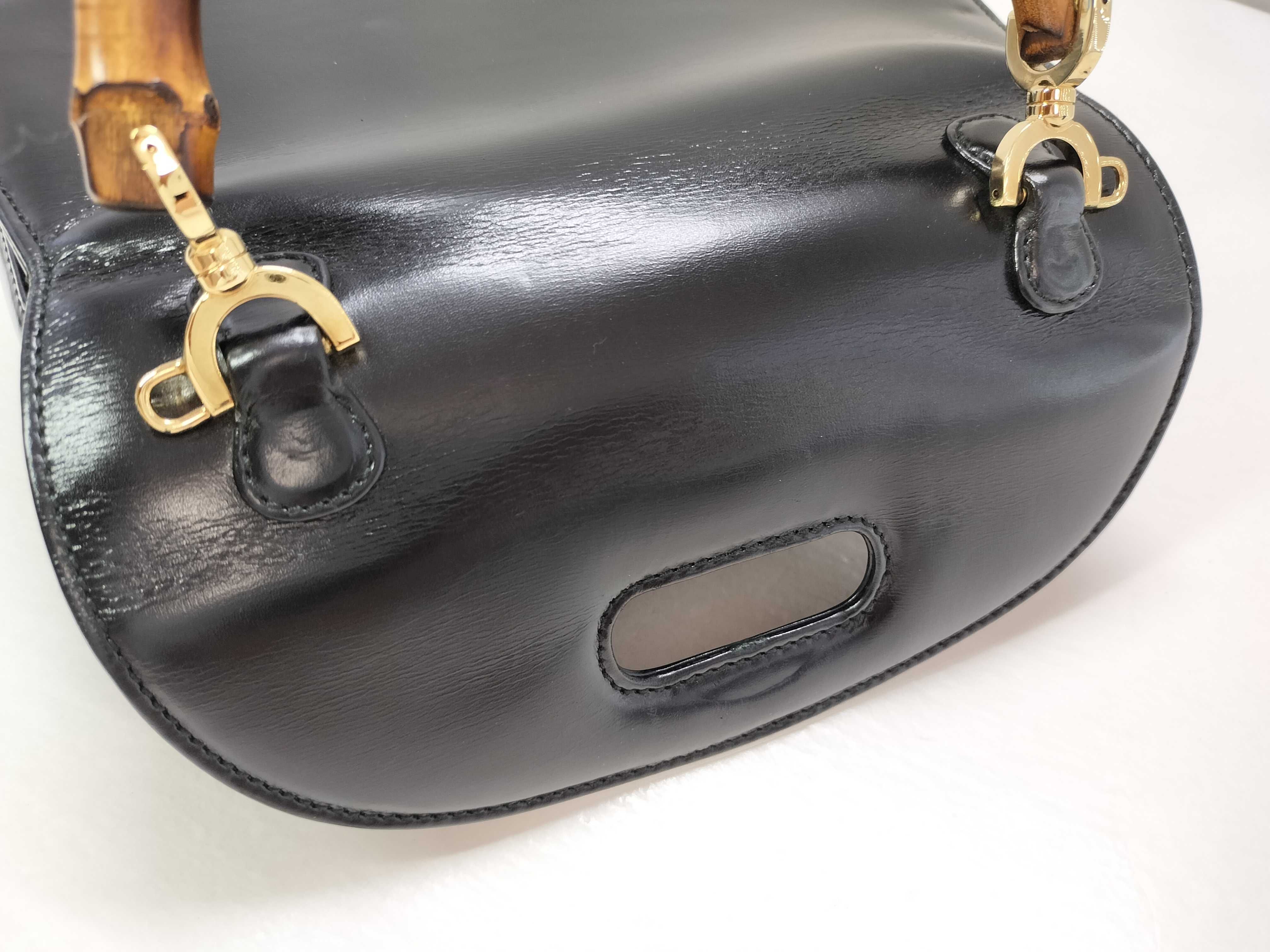 Bamboo Handbag, Leather, Black with Gold Hardware, 00020460188 — view 15