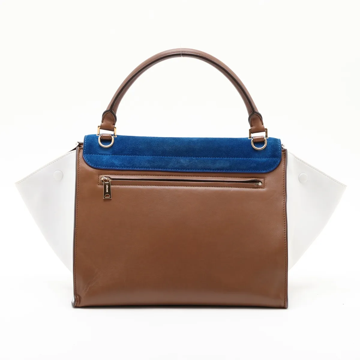 Trapeze Leather x Suede 2-Way Handbag Brown x Blue — view 2