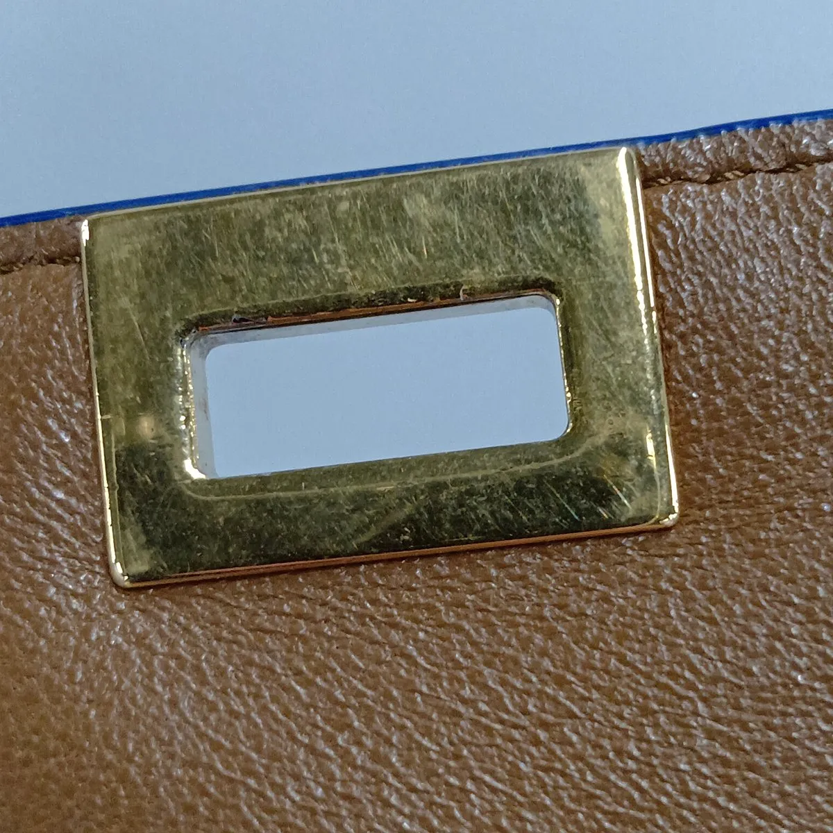 Trapeze Leather x Suede 2-Way Handbag Brown x Blue — view 14