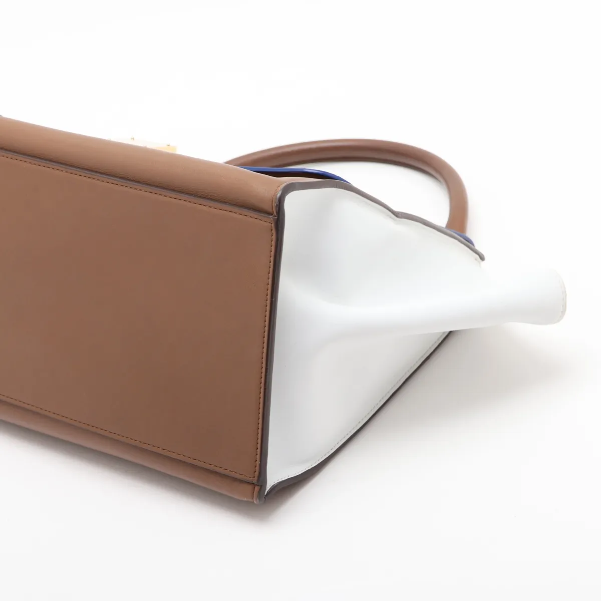 Trapeze Leather x Suede 2-Way Handbag Brown x Blue — view 3