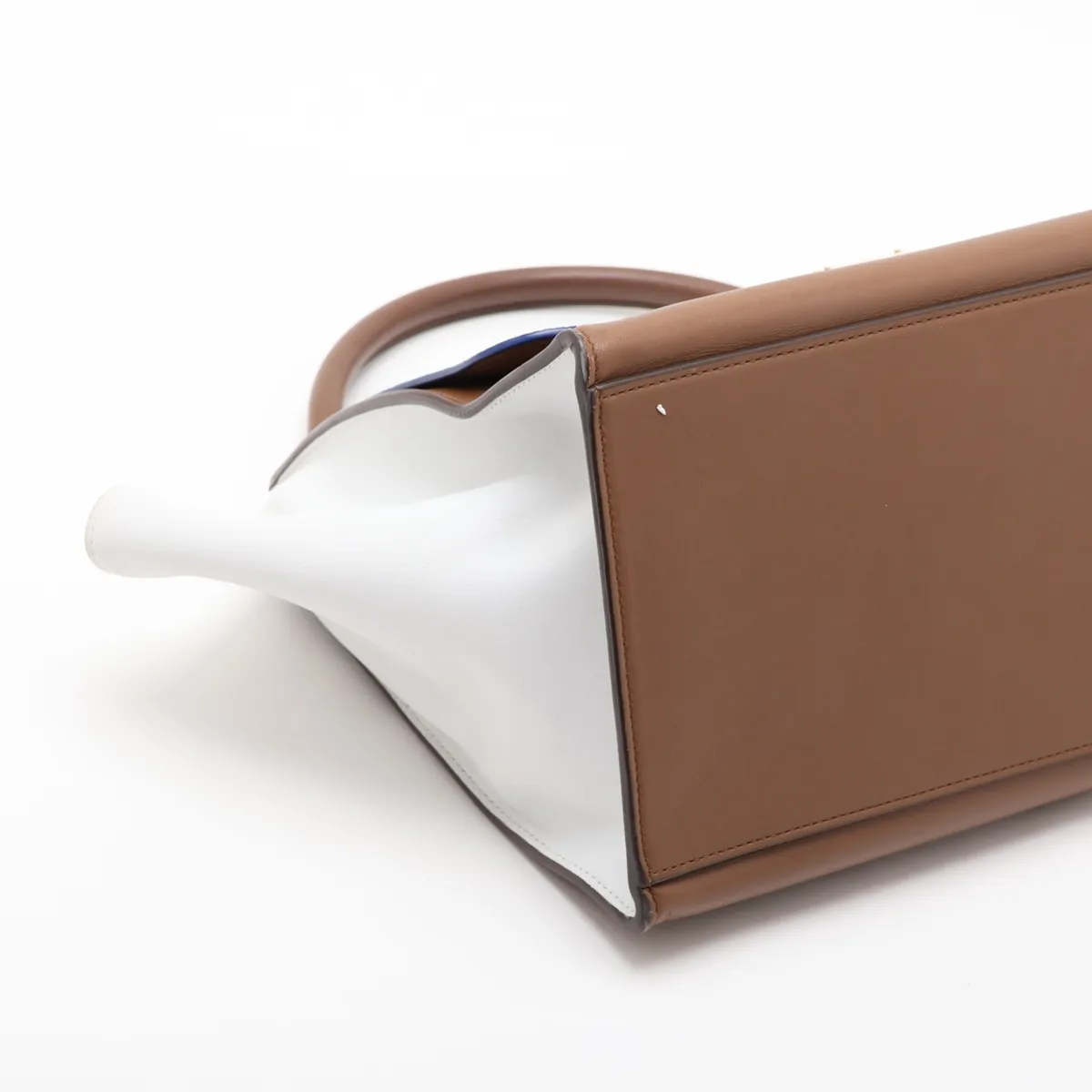 Trapeze Leather x Suede 2-Way Handbag Brown x Blue — view 4