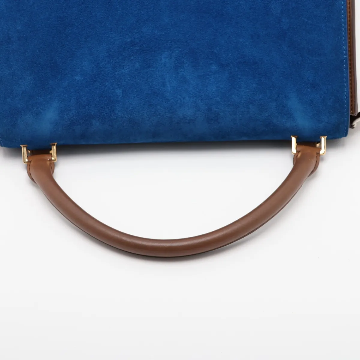 Trapeze Leather x Suede 2-Way Handbag Brown x Blue — view 5