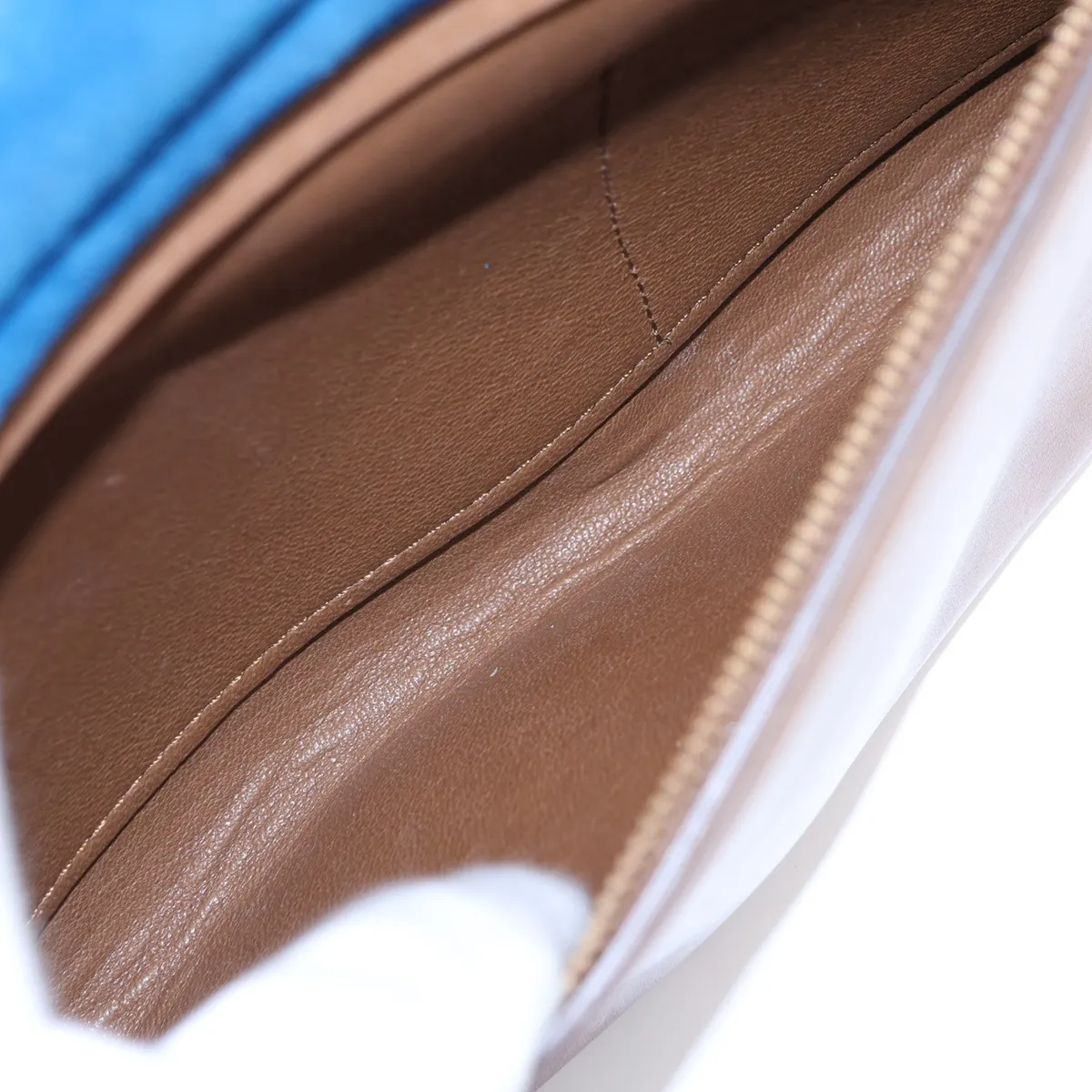 Trapeze Leather x Suede 2-Way Handbag Brown x Blue — view 10