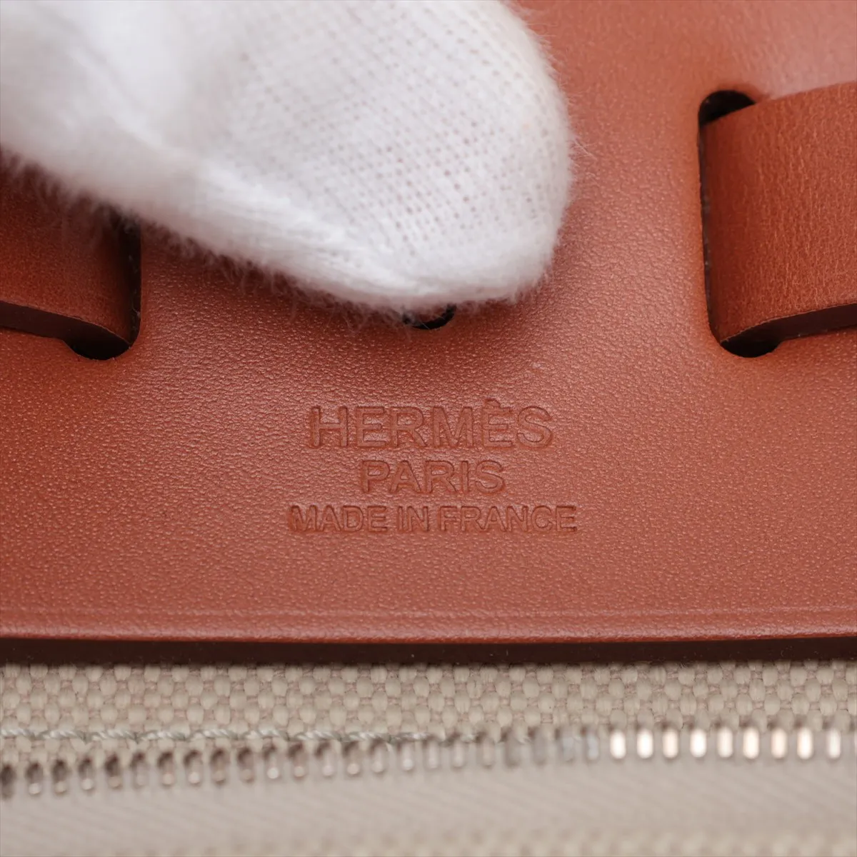 Herbag Zip PM Toile H x Vache Hunter Beige x Brown Silver Hardware Y:2020 — view 11