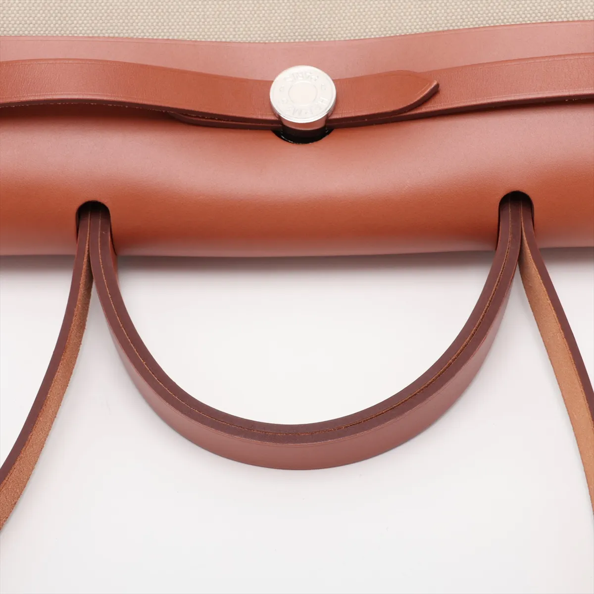 Herbag Zip PM Toile H x Vache Hunter Beige x Brown Silver Hardware Y:2020 — view 5