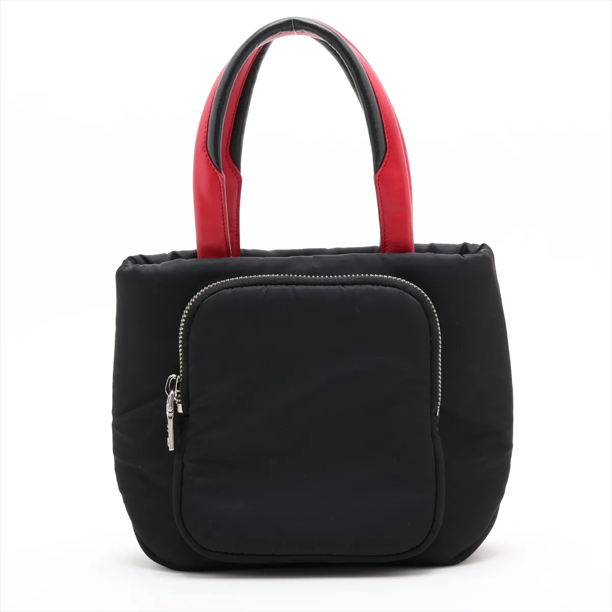 Tessuto Nylon x Leather 2-Way Handbag, Black x Red, 1BG270 — view 2