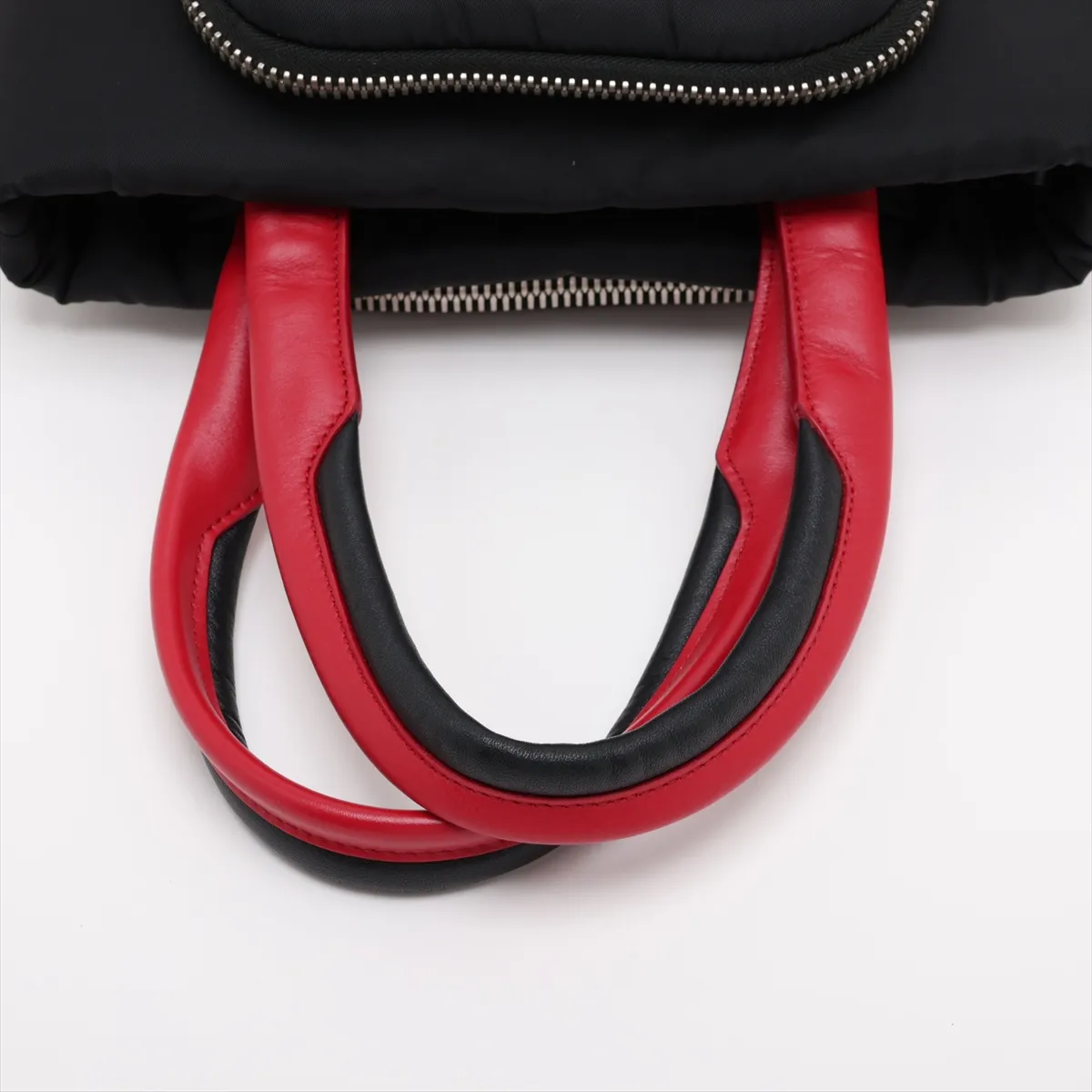 Tessuto Nylon x Leather 2-Way Handbag, Black x Red, 1BG270 — view 5