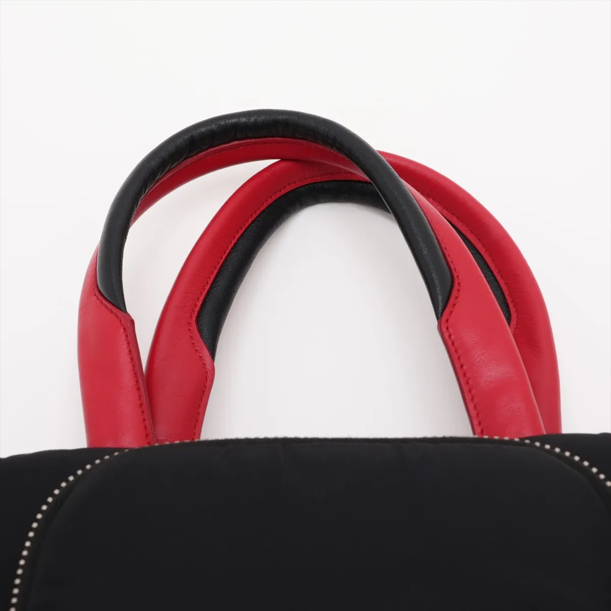 Tessuto Nylon x Leather 2-Way Handbag, Black x Red, 1BG270 — view 6