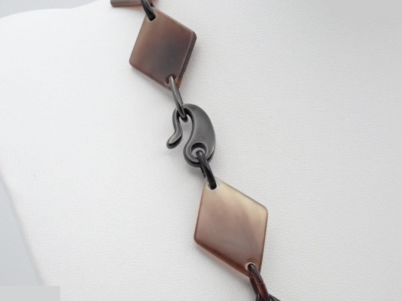 Other Line Precious Metal Buffalo Horn Long Necklace Brown — view 2