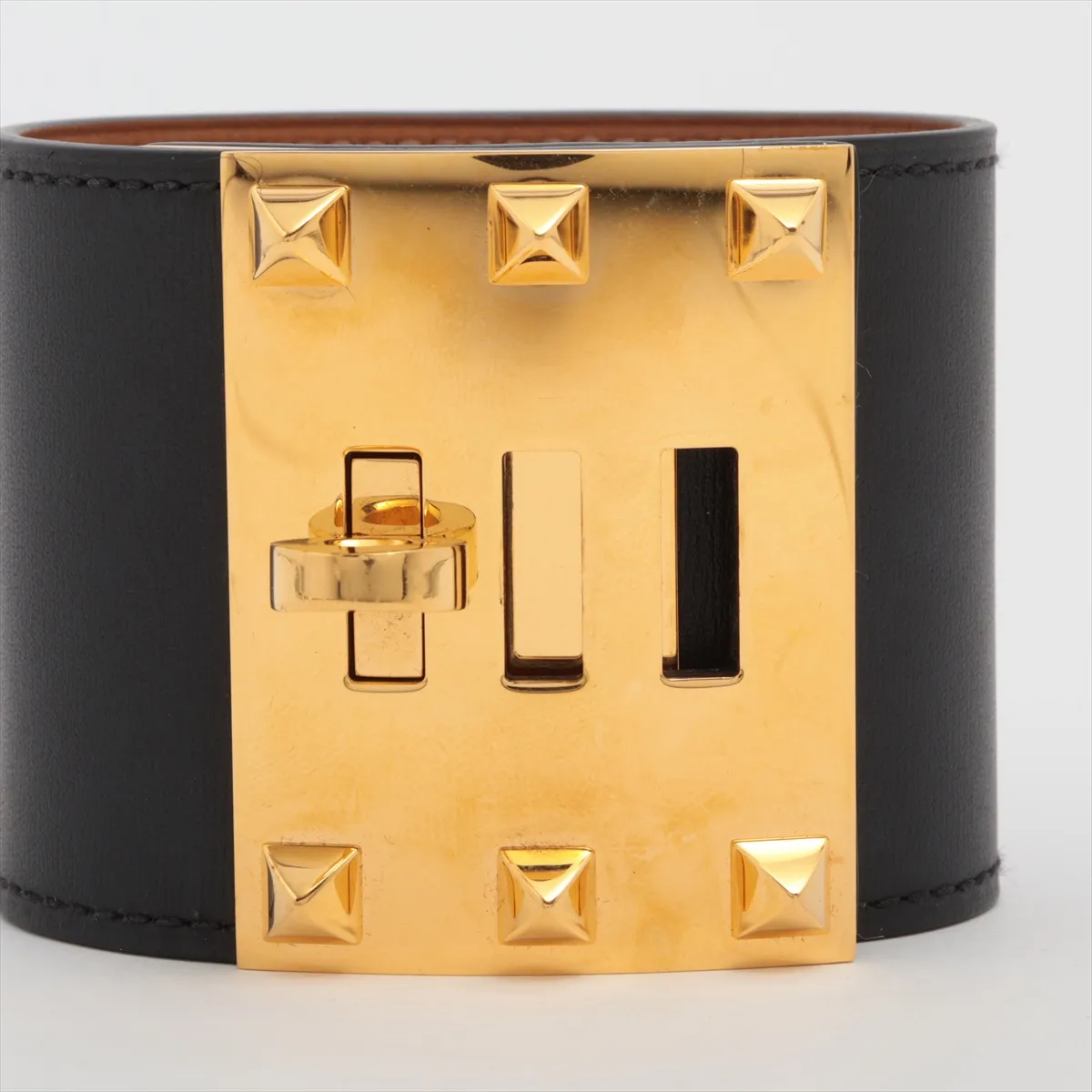 Kelly Dog R: 2014 Bracelet S GP x Leather Gold x Black — view 3